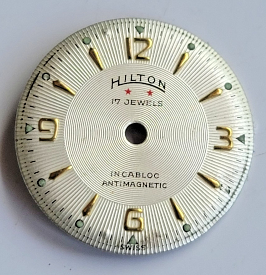 Hilton AS 1240 17 Jewel Swiss Watch Movement 19mm w/ Hilton Dial Running WP2-127