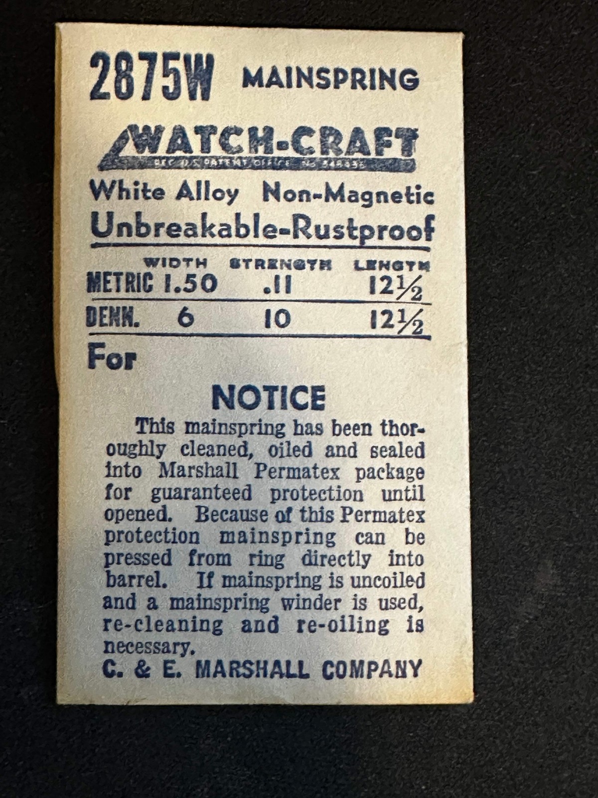WATCH-CRAFT Mainspring 2875W for Seiko Unique, DSS – Alloy