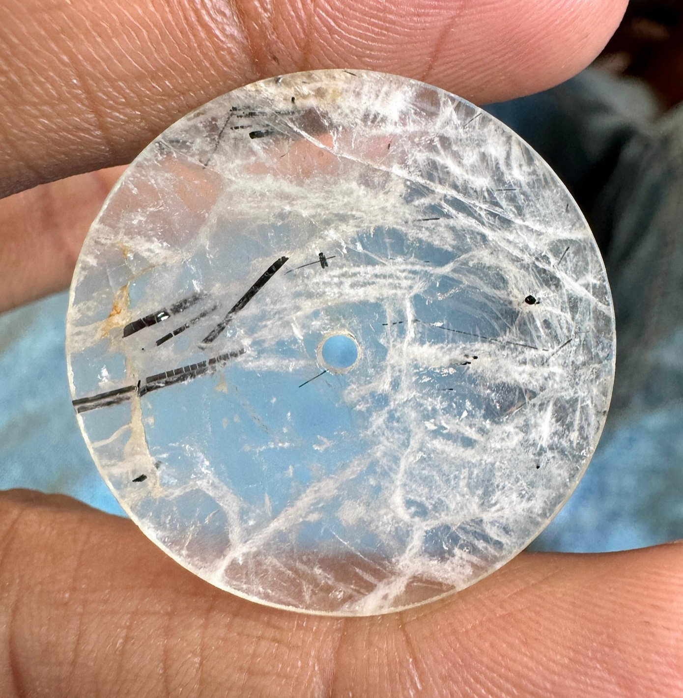 black Rutile Watch Dial: Polished Gemstone, 31.5 mm Round GMC-411