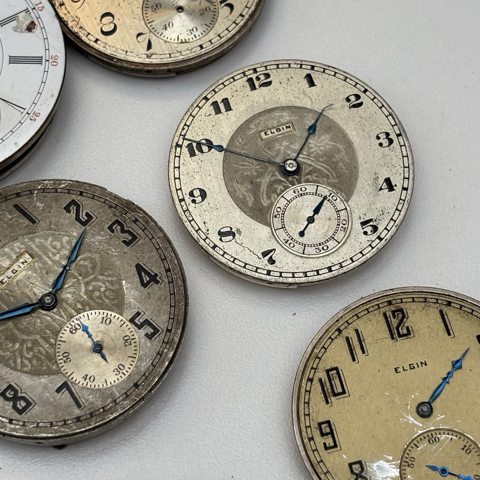 9x Vintage Elgin Pocket Watch Estate Repair Parts Bulk Lot Movement Dial