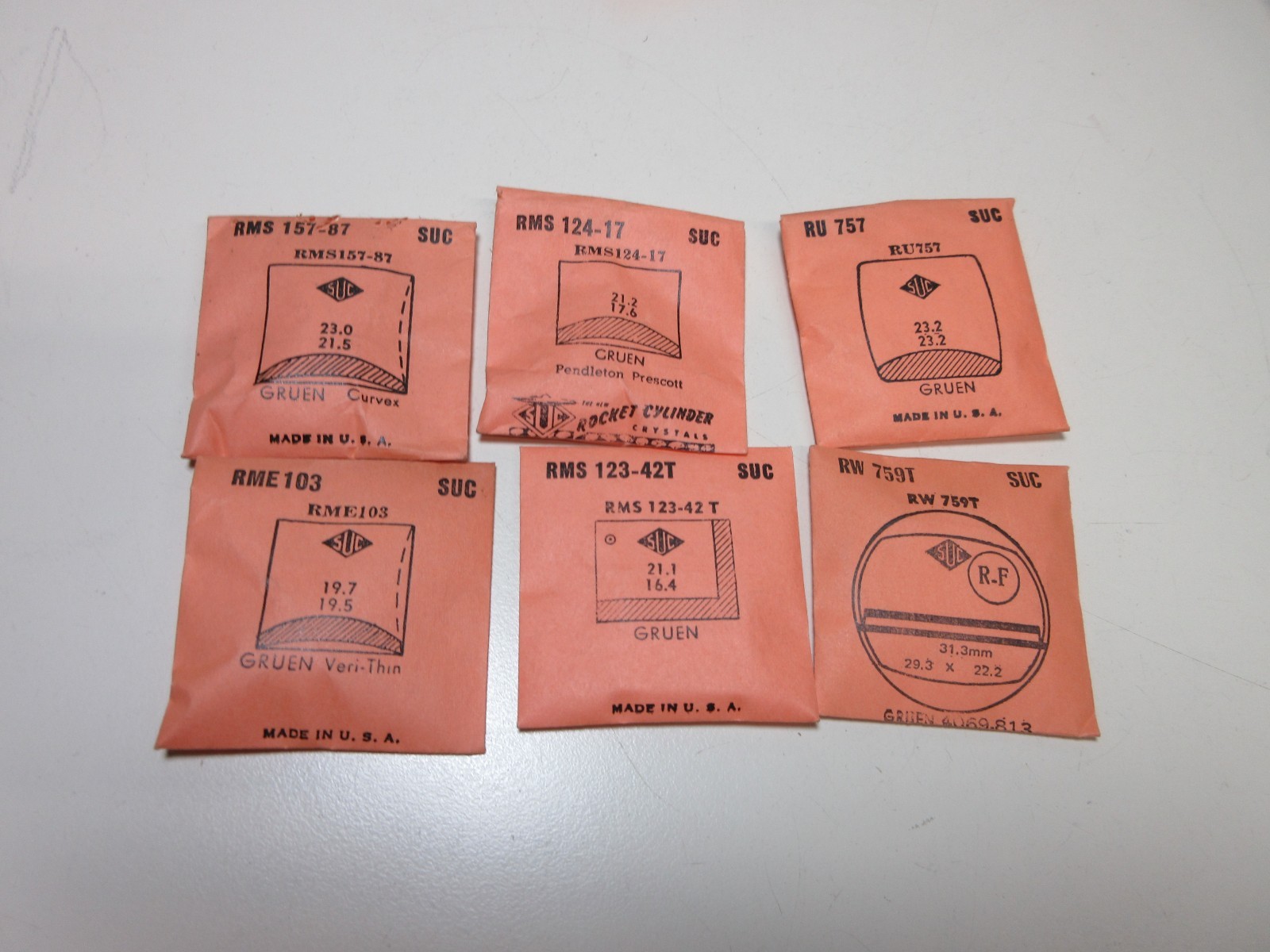 LOT OF SUC FOR GRUEN MENS WATCH CRYSTALS WATCHMAKER REPLACEMENT PARTS #27