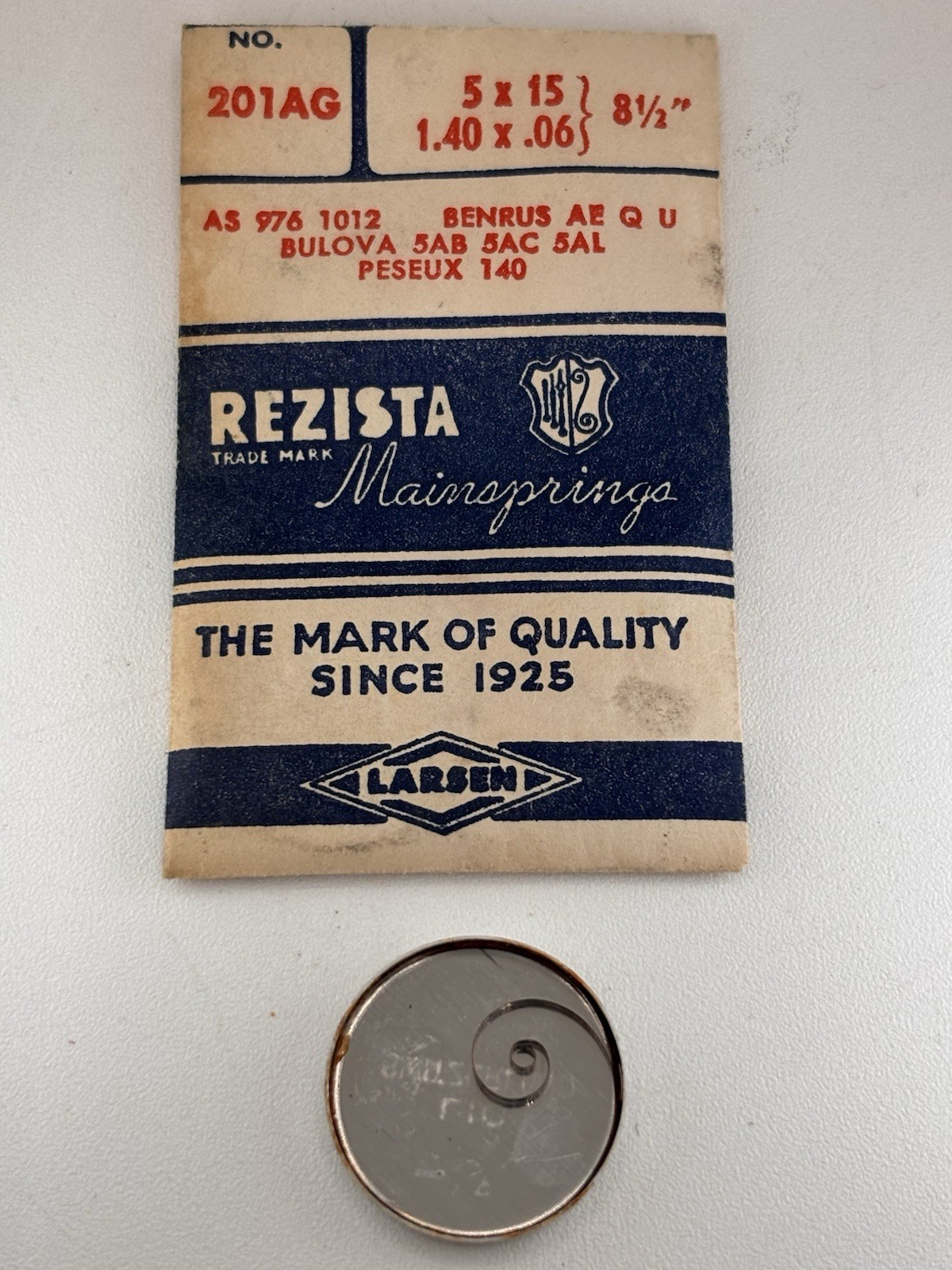 Rezista Mainspring 201AG Bulova 5AB see list READ DESCRIPTION