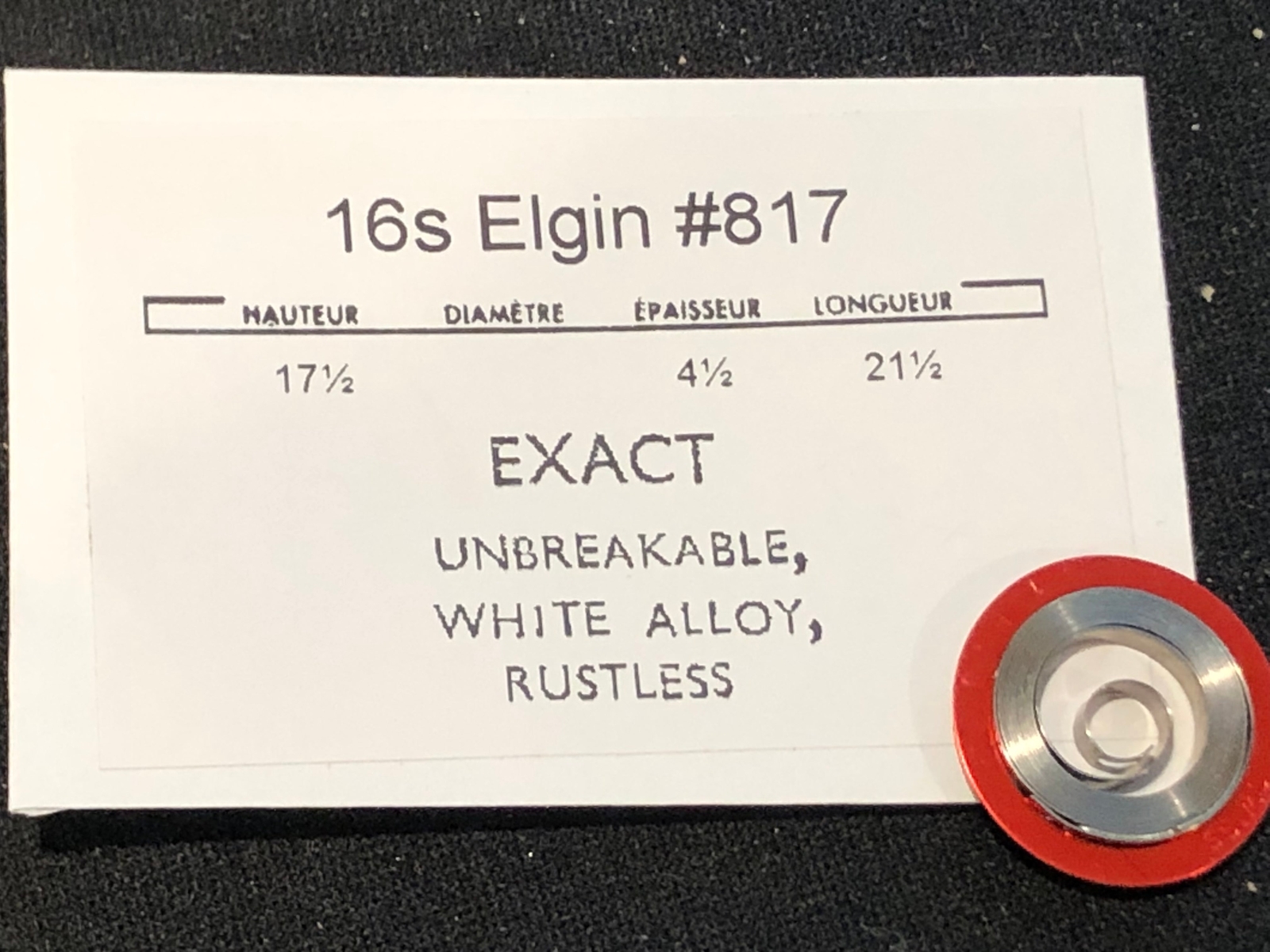 Elgin 16s Mainspring No. 817 (EXACT) – Alloy