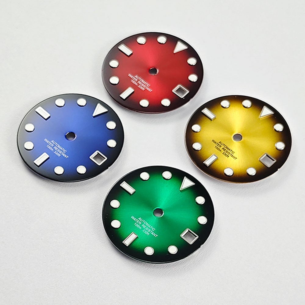 28.5mm Custom Logo Watch Dial For NH35 NH36 Movement Green Luminous Faces