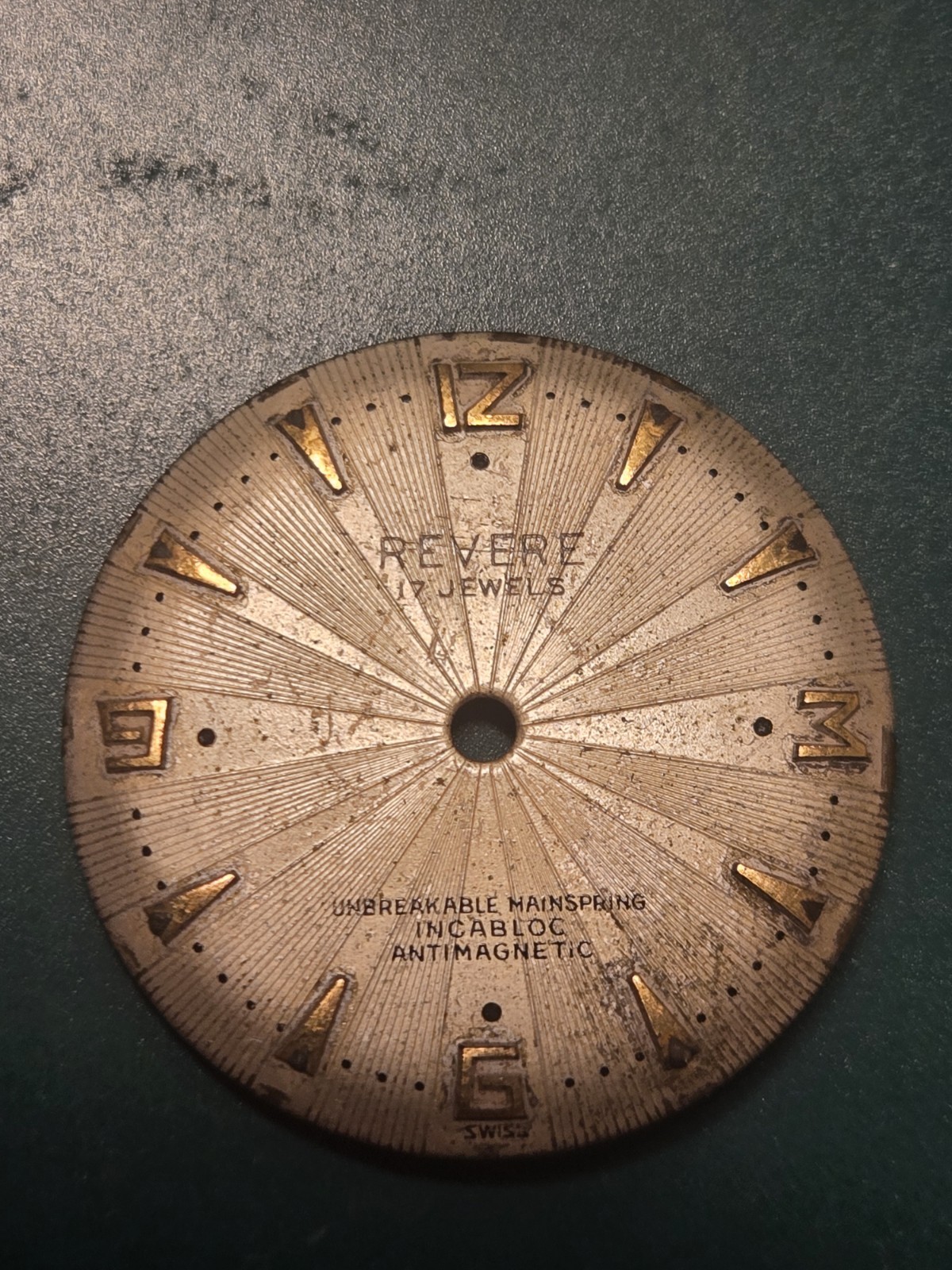 Watch Dial – Revere 17 Jewels Incabloc Antimagnetic – Feet 2 7 – 25.8mm