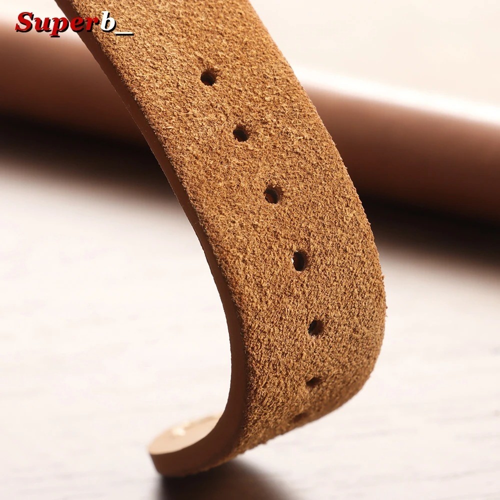 18 19 20 21 22 MM Soft Suede Leather Vintage Strap Watch Band Quick Release