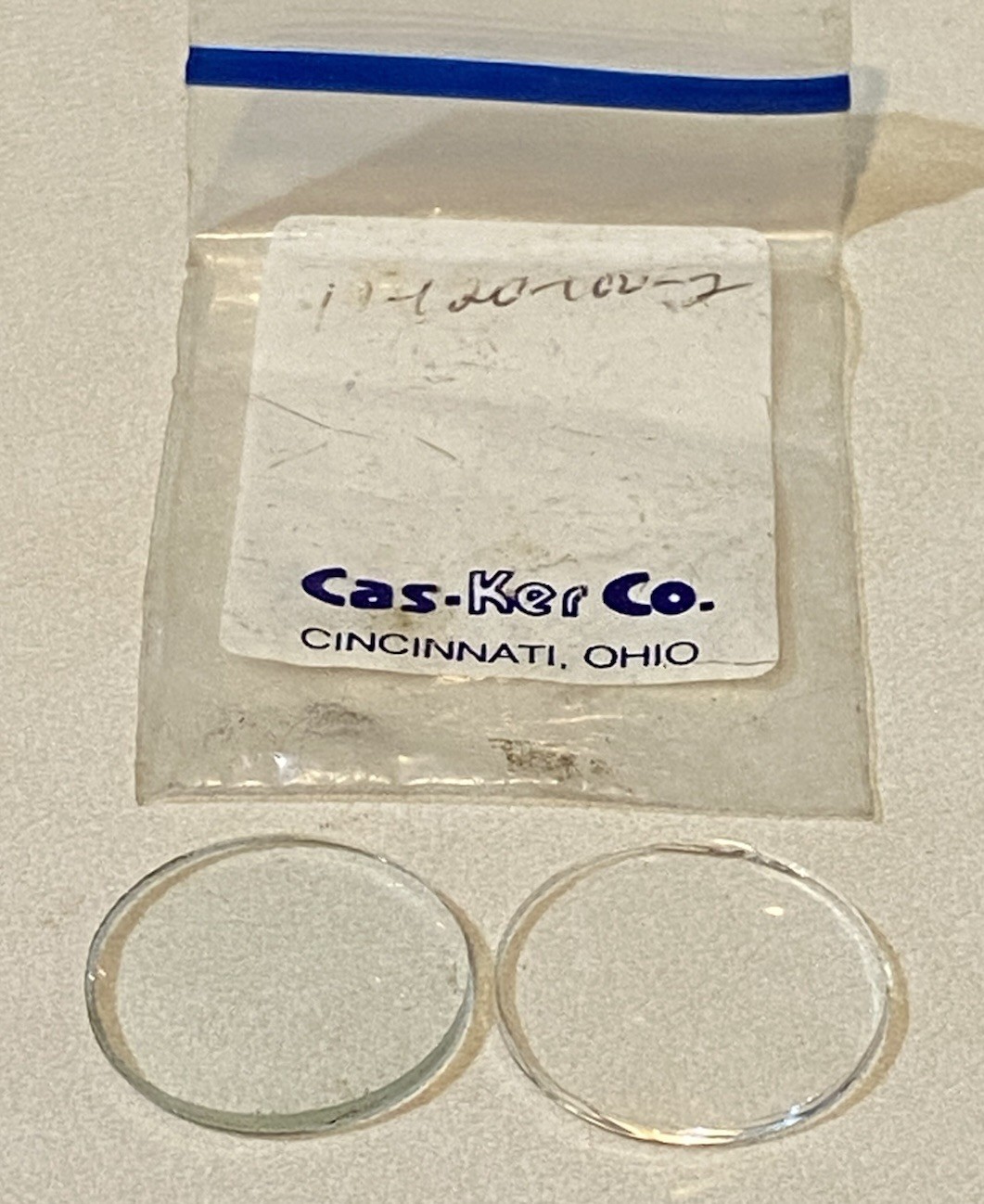 Vintage Lot of 2 Cas-Ker Co Clear Glass Crystal Watch Face Replacements