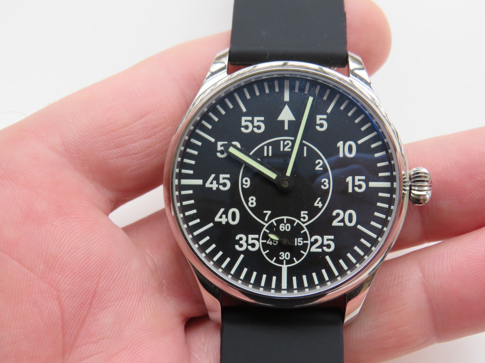 Custom made conversion men’s Arnex Pilot wristwatch Eta movement works well