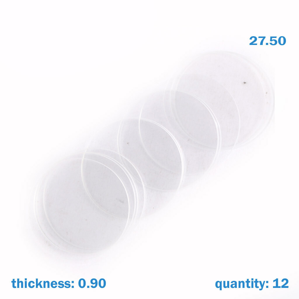 12 Pcs Watch Glass Crystal Swiss Made Size 27.50 MM Thickness Is 0.90MM