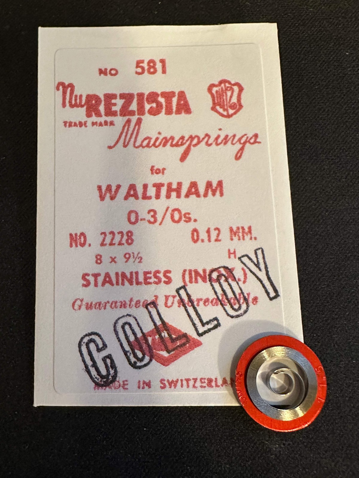 NuRezista Mainspring #581 for Waltham 0s & 3/0s Factory No. 2228 – Alloy