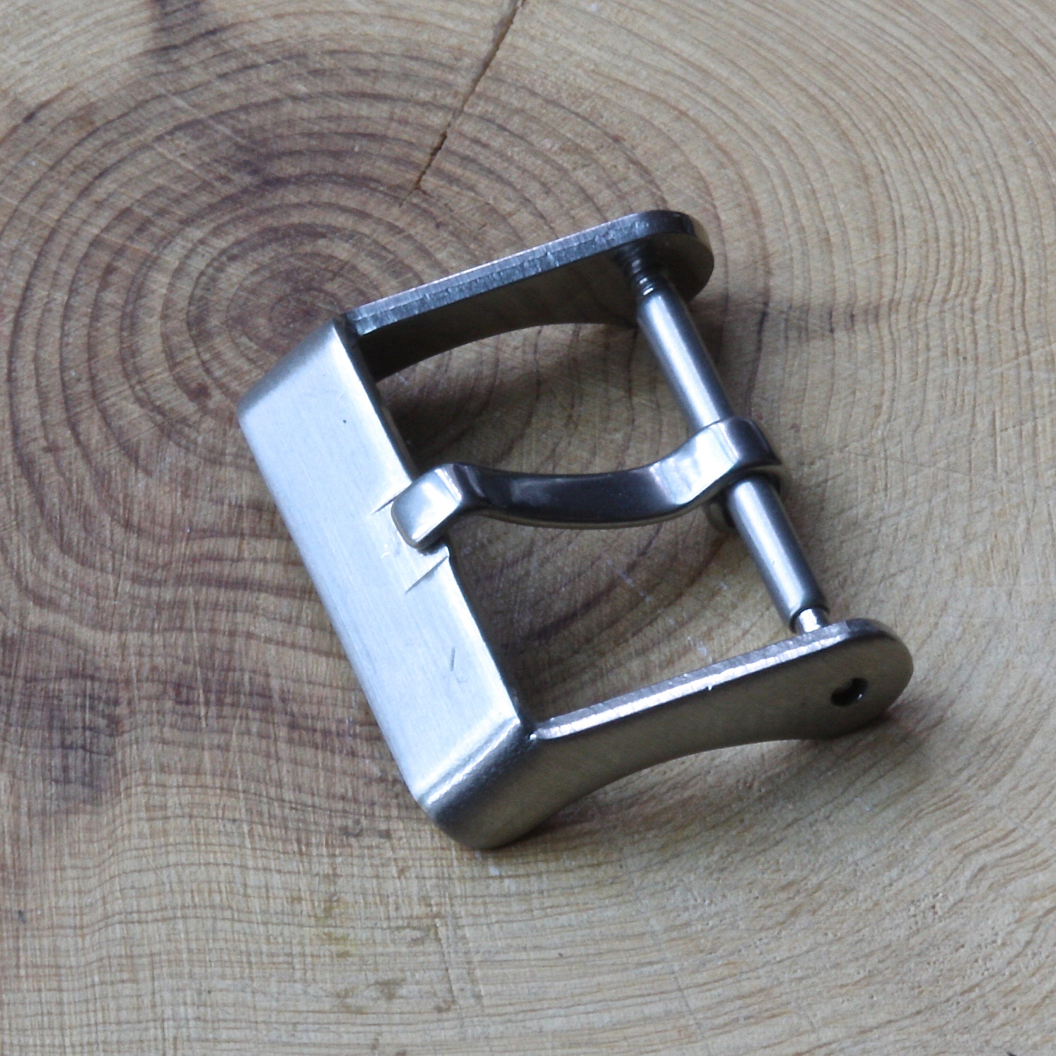 Brushed sleek shape steel vintage watch buckle 18mm inner opening size NOS 1960s