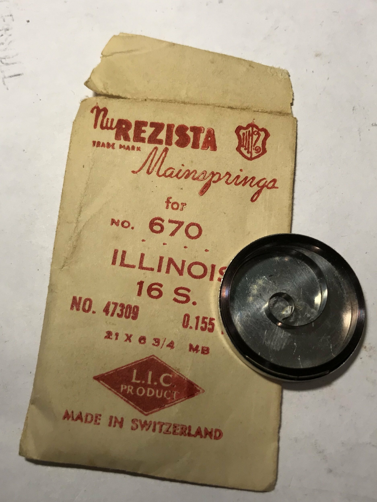 NuREZISTA Mainspring #670 for Illinois 16s Factory No. 47309 for 60hr – Steel