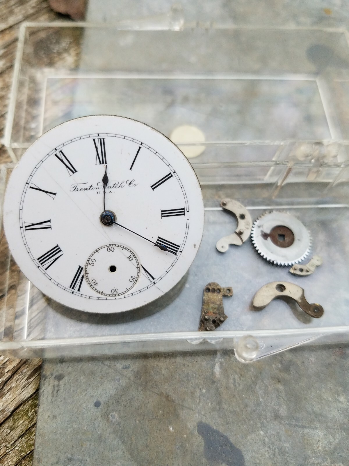 Antique Trenton Watch Co Hunting Case Pocket Watch Movement Parts 34.6mm