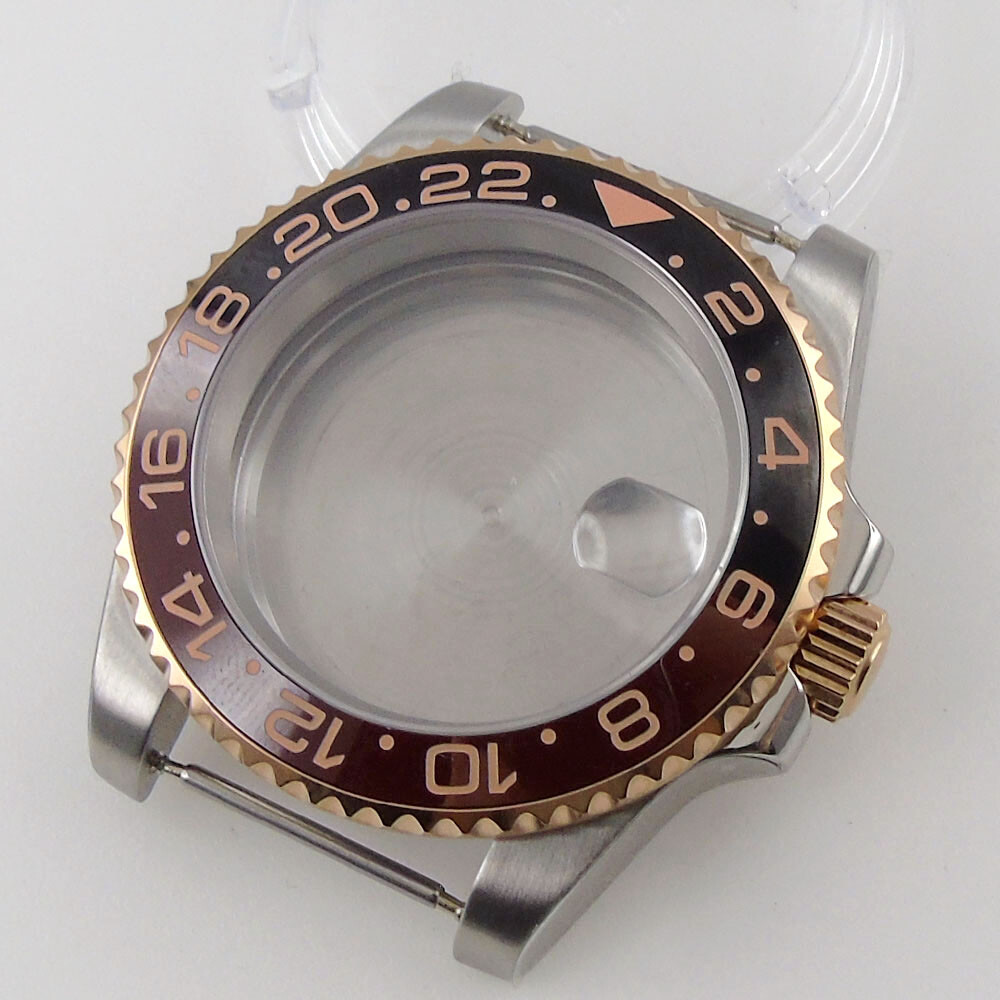 40mm Two Tone Rose Gold 20ATM Diver Watch Case fit NH35 NH34 NH36 ETA2824 PT5000