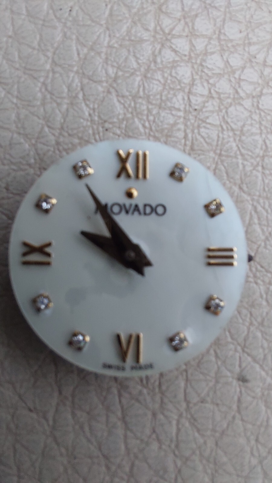 Movado Watch Face & Movement Mother Of Pearl Diamond Parts Only NOT WORKING READ