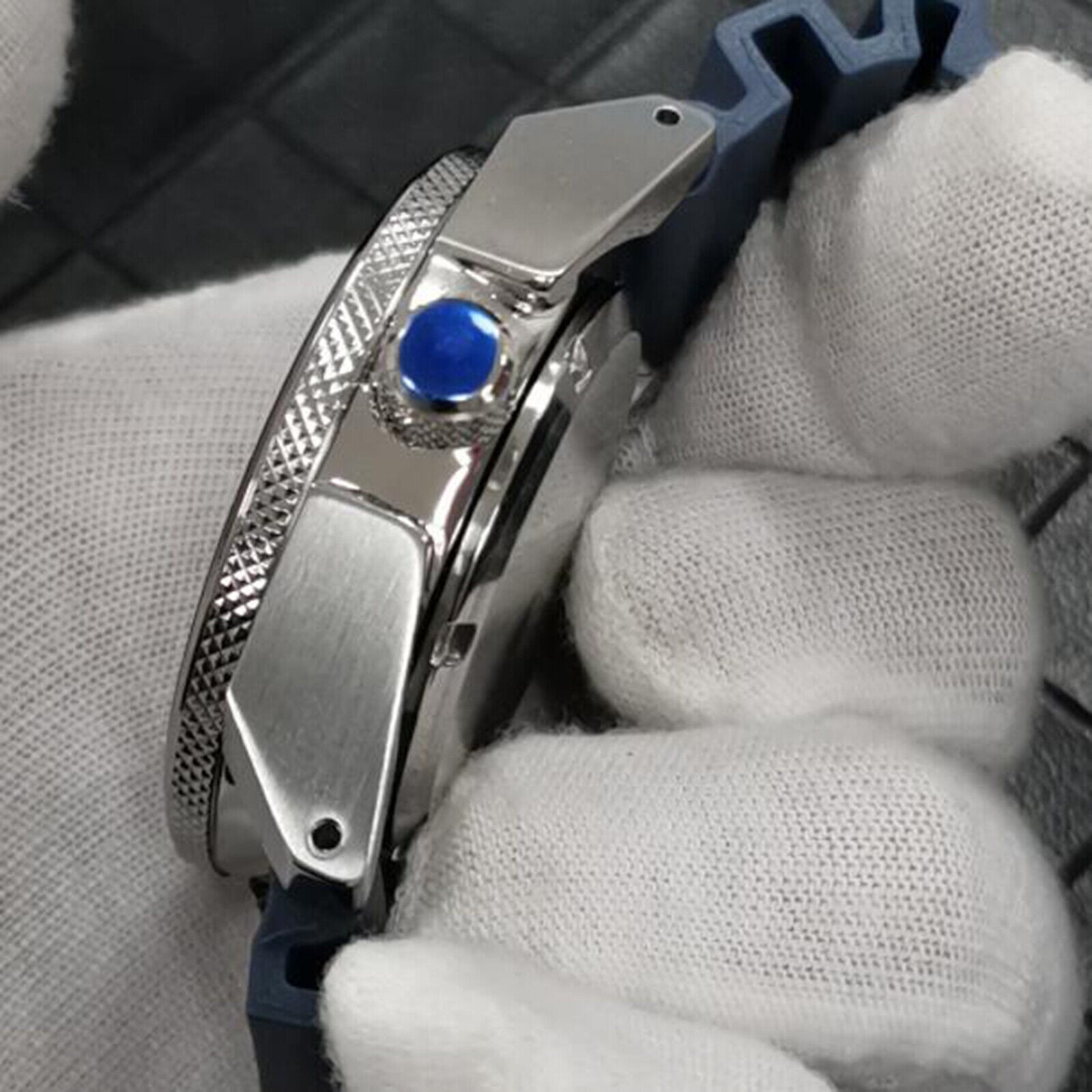 361 Steel Watch Case Buckle Dark Blue Strap 42.5mm for NH35/NH36 Movement