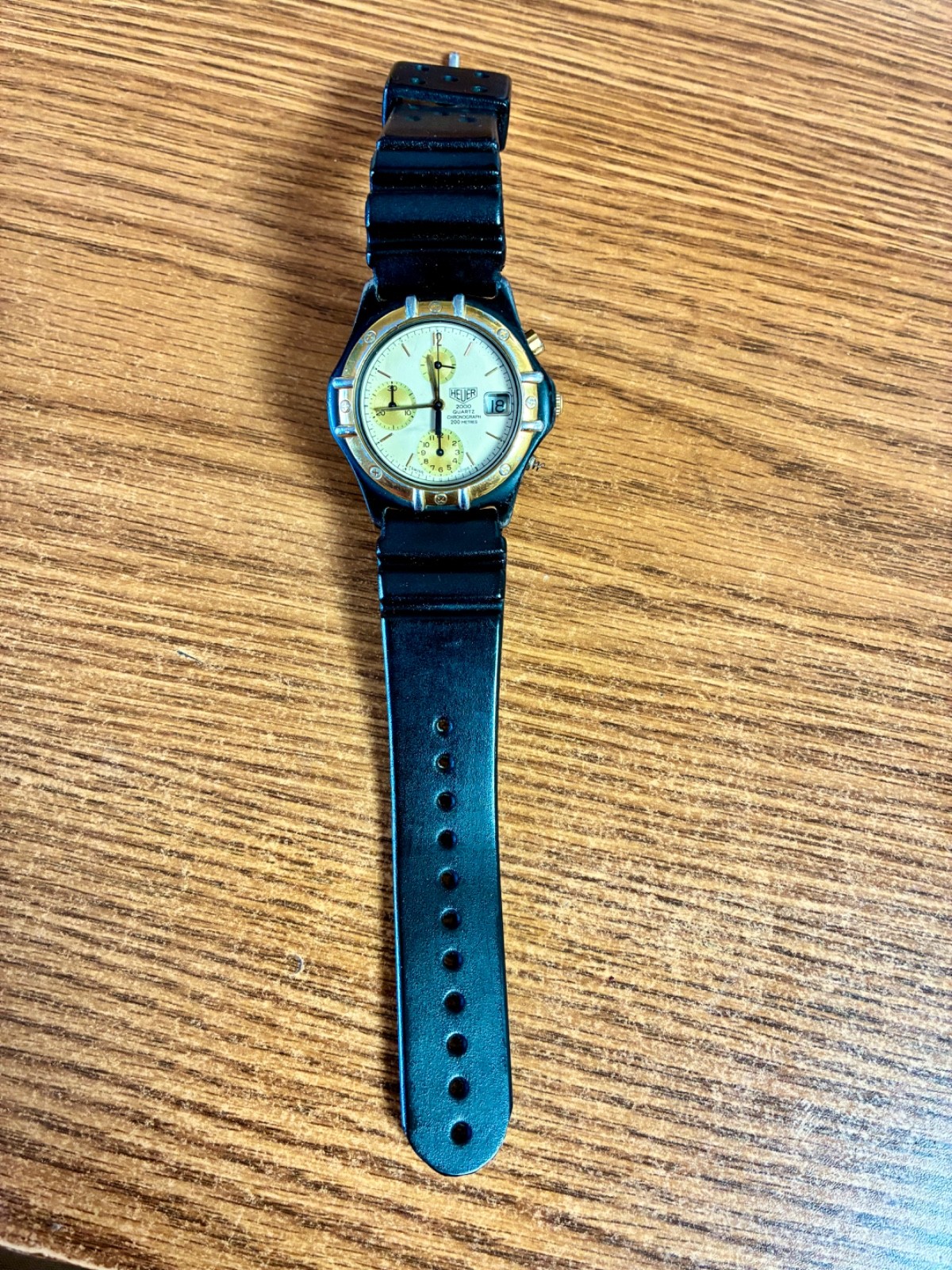 HEUER 2000 CHRONO 256.006-1 37MM BLACK PVD WATCH FOR PARTS OR REPAIRS