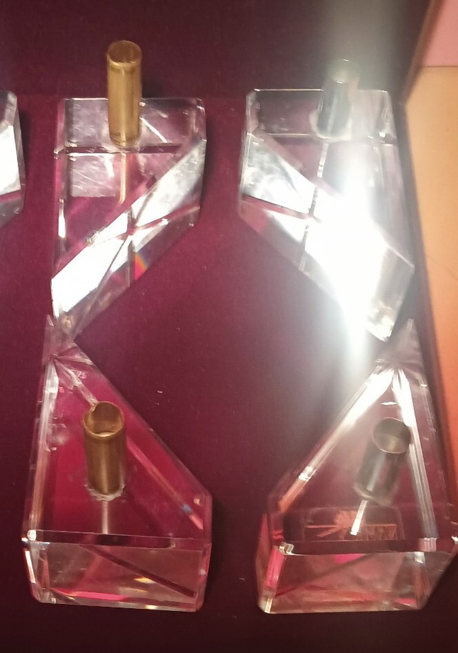 1 CRYSTAL CUT BRACKET WATCH+JEWELS+ GOLD DIAMOND HOLDER TRAYS STAND SHOWCASE VTG