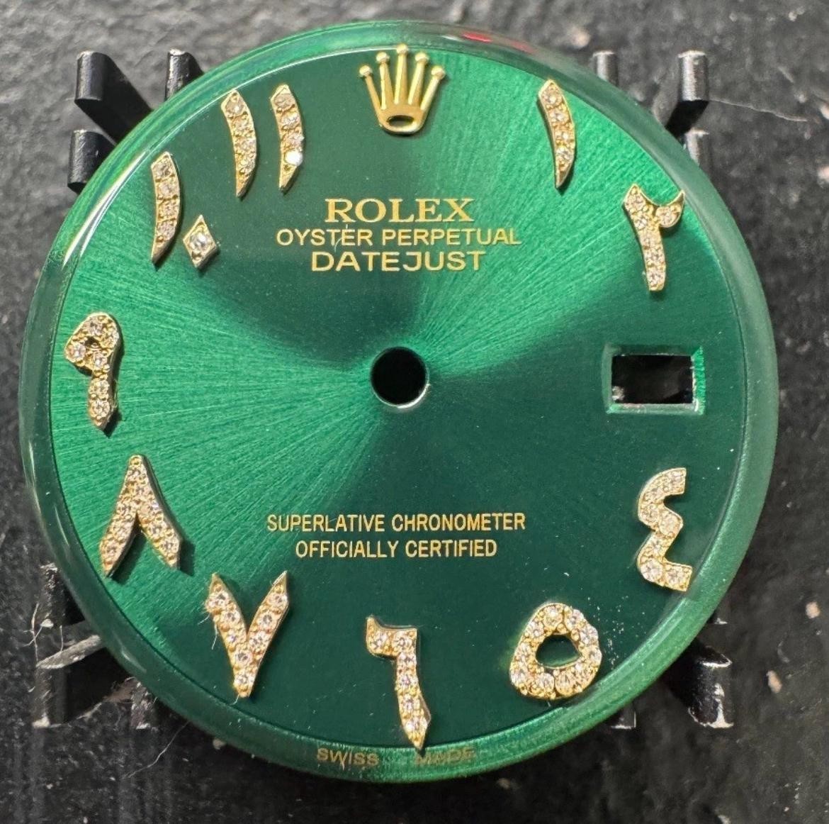 Rolex Datejust 36mm Custom Green Arabic Diamond Dial 1600 1601 1603