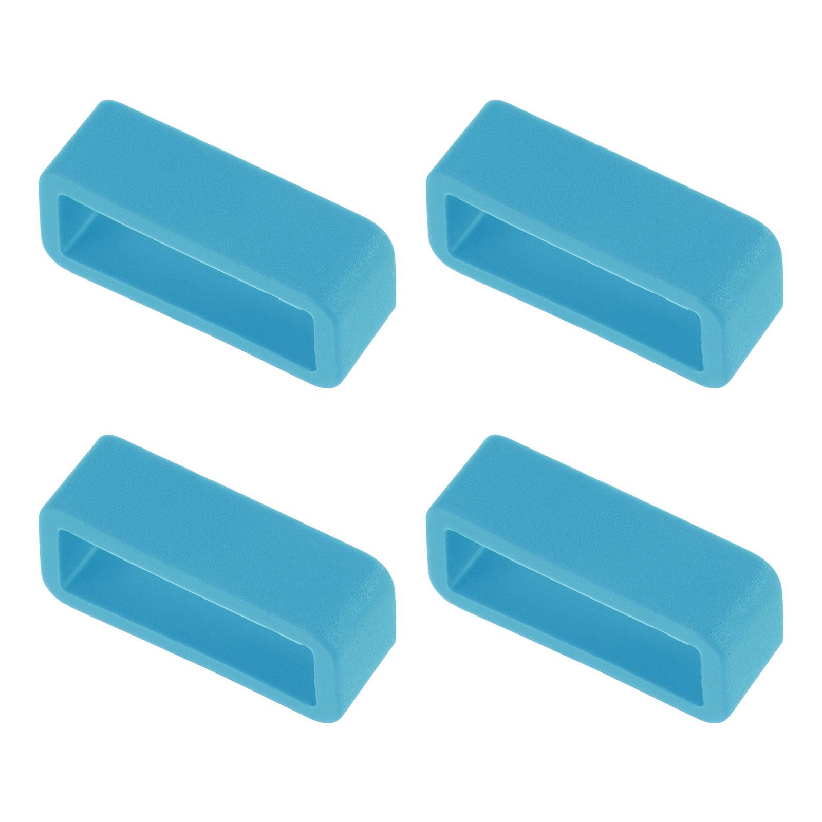 Watch Band Strap Loops Silicone for 18mm Width Watch Band, Turquoise Blue 4 Pcs