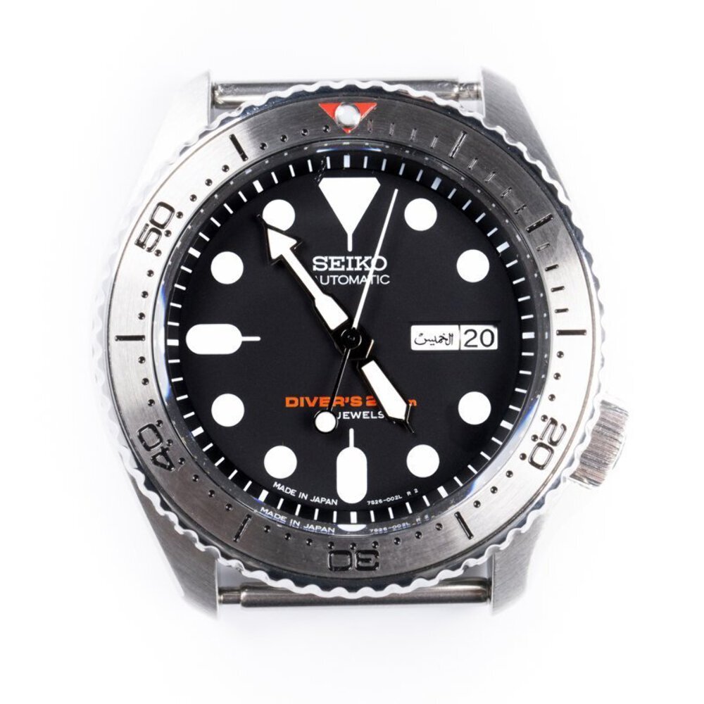 SKX007/SRPD Flat Steel Bezel Insert – Black Thin Markers/Red Triangle – CT628