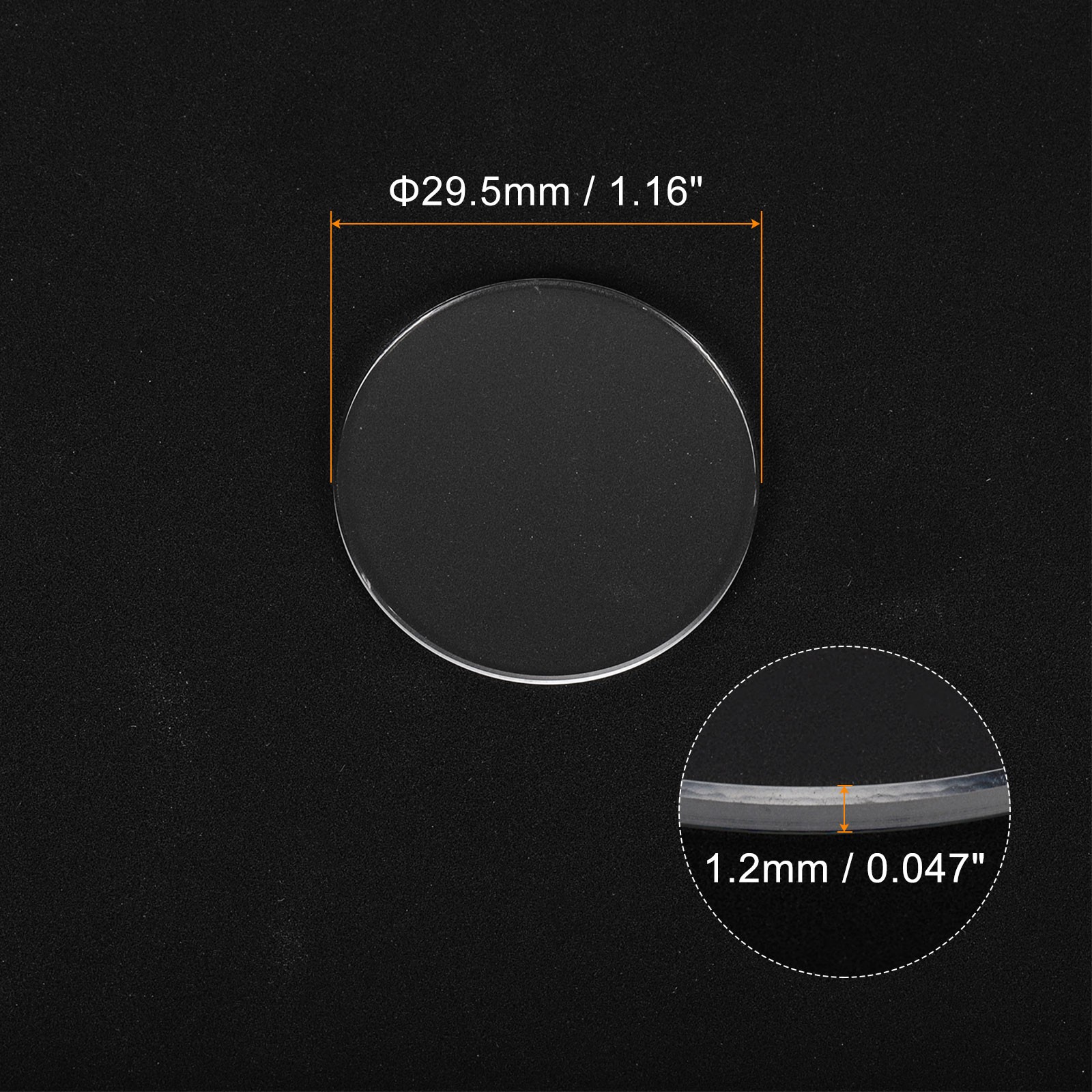 2pcs Watch Crystal Glass Lens 29.5mm x 1.2mm Beveled Edge Flat Glass Crystals