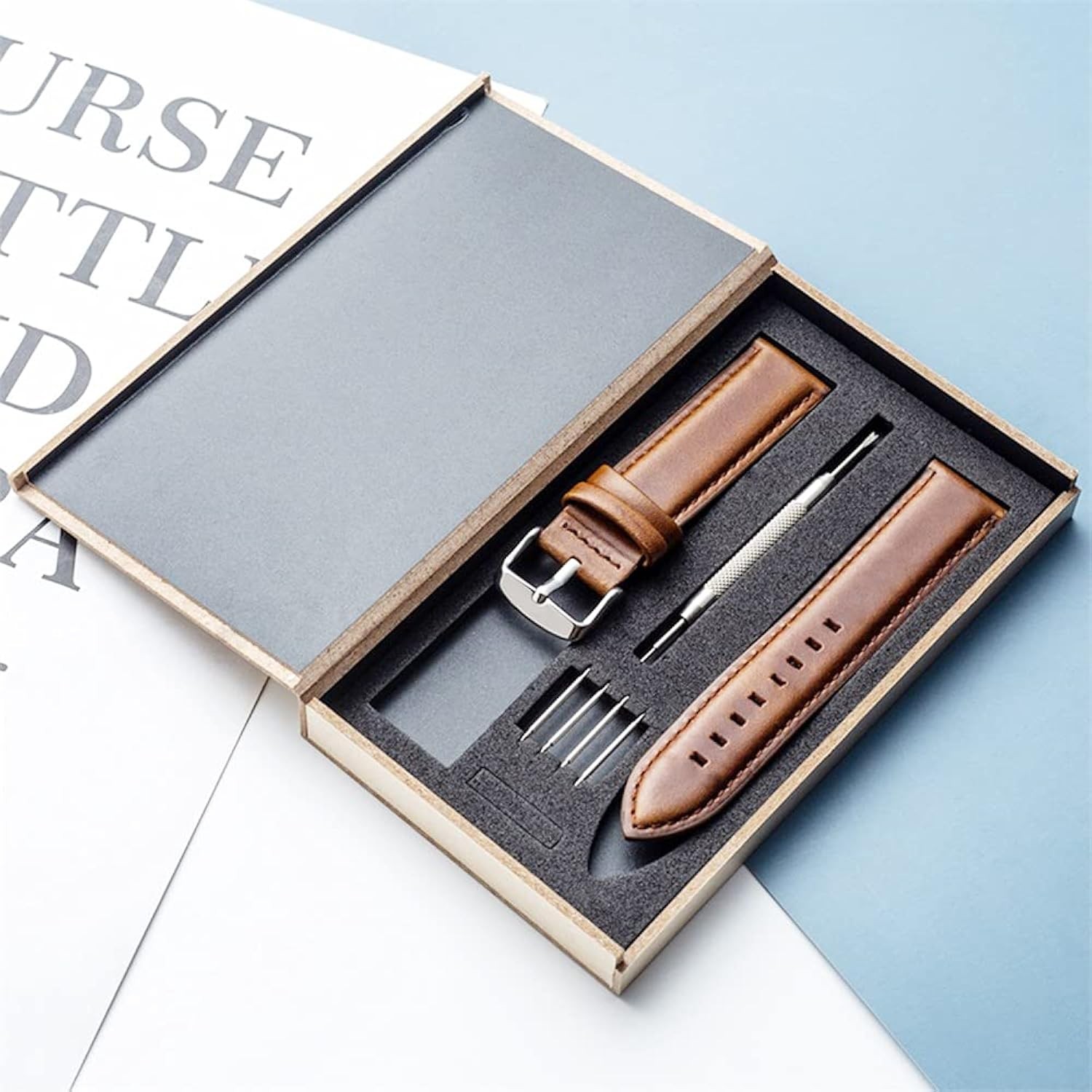 Leather Watch Strap [20mm lug] Genuine Replacement Band St Steel Clasp Brown, UK