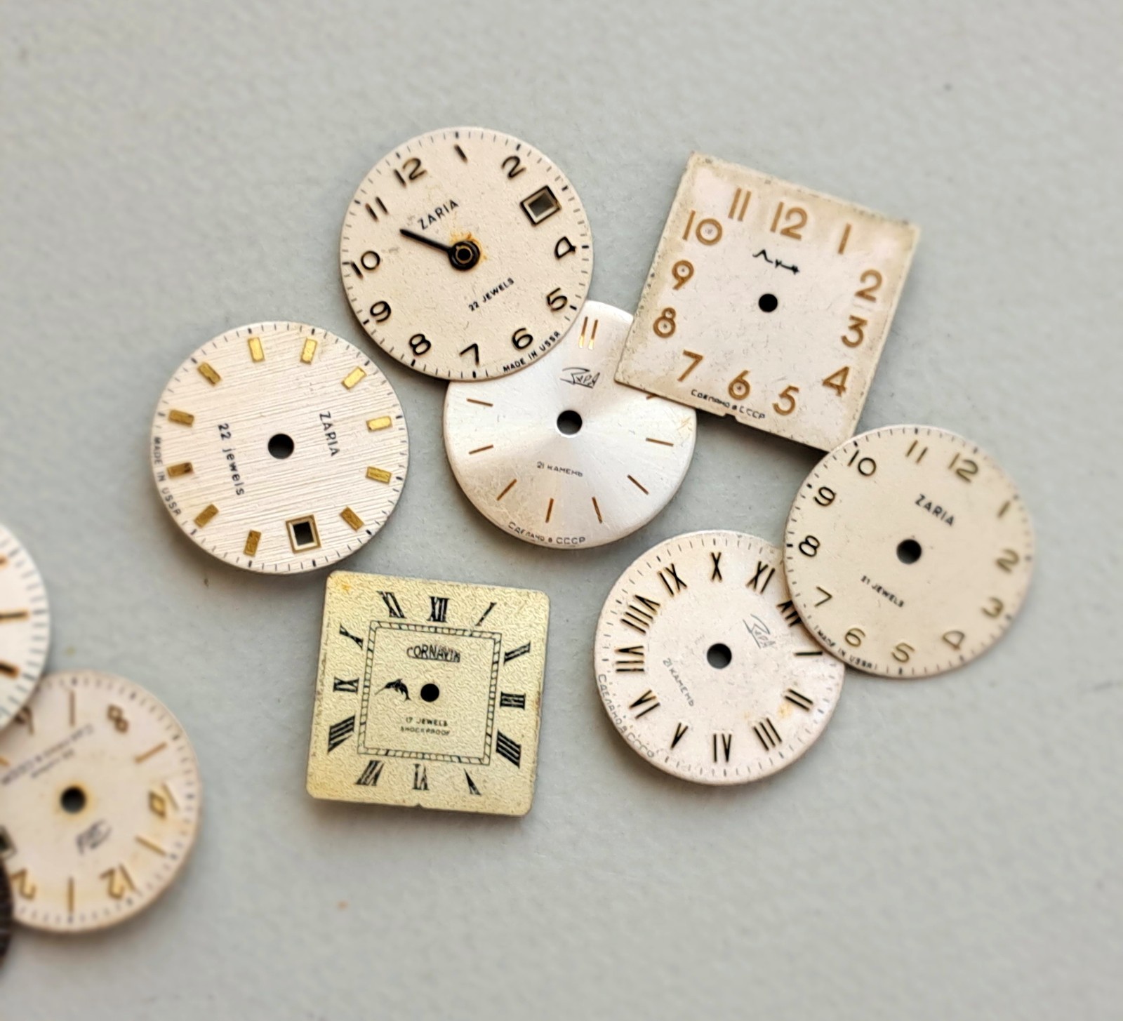 Lot of 25 Vintage Watch Dials • Mixed Shapes & Colors • USSR/Soviet • Steampunk