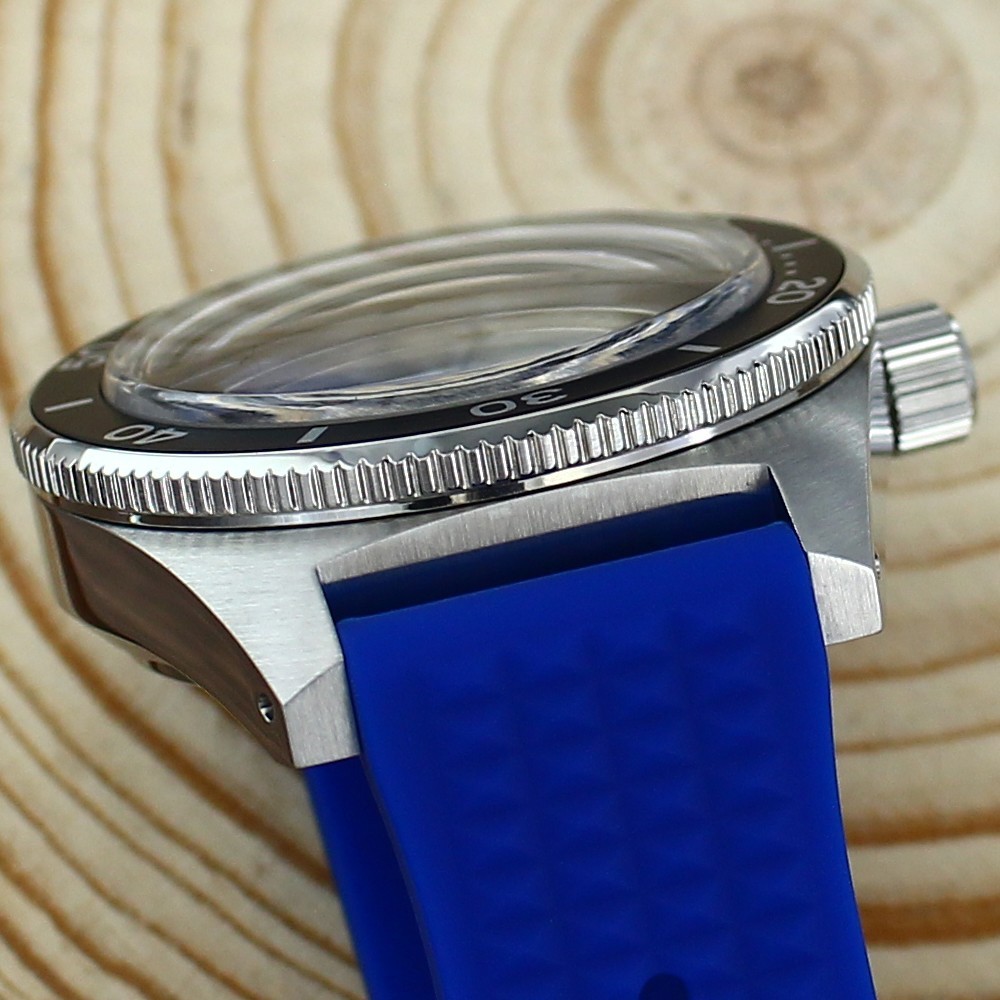 Sapphire 40mm Steel Watch Case Blue Strap Modify 62MAS Mods For Seiko NH35 34 36