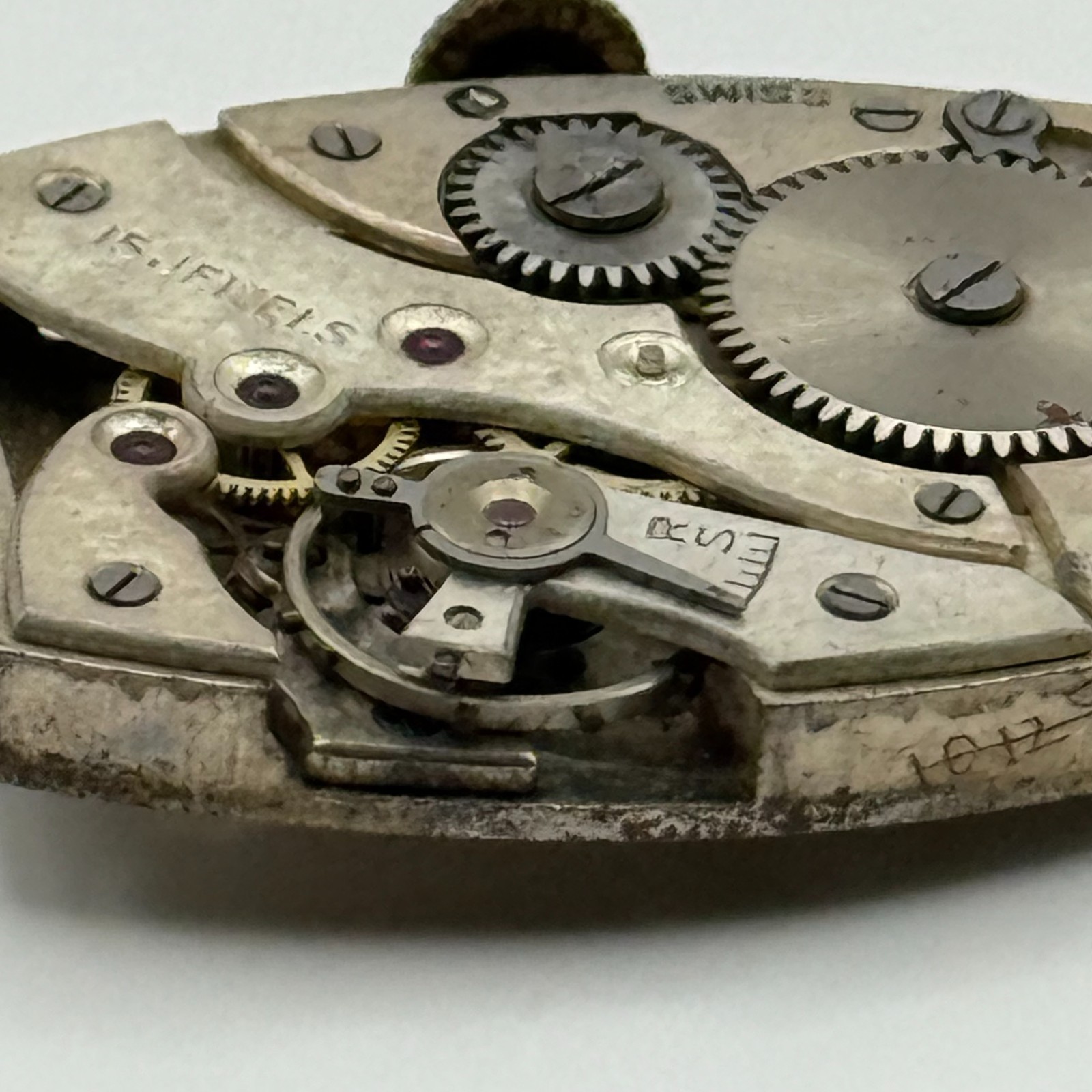 Tank Watch Movement Unidentified 15 Jewels Swiss Vintage Parts Repair 19.9mm