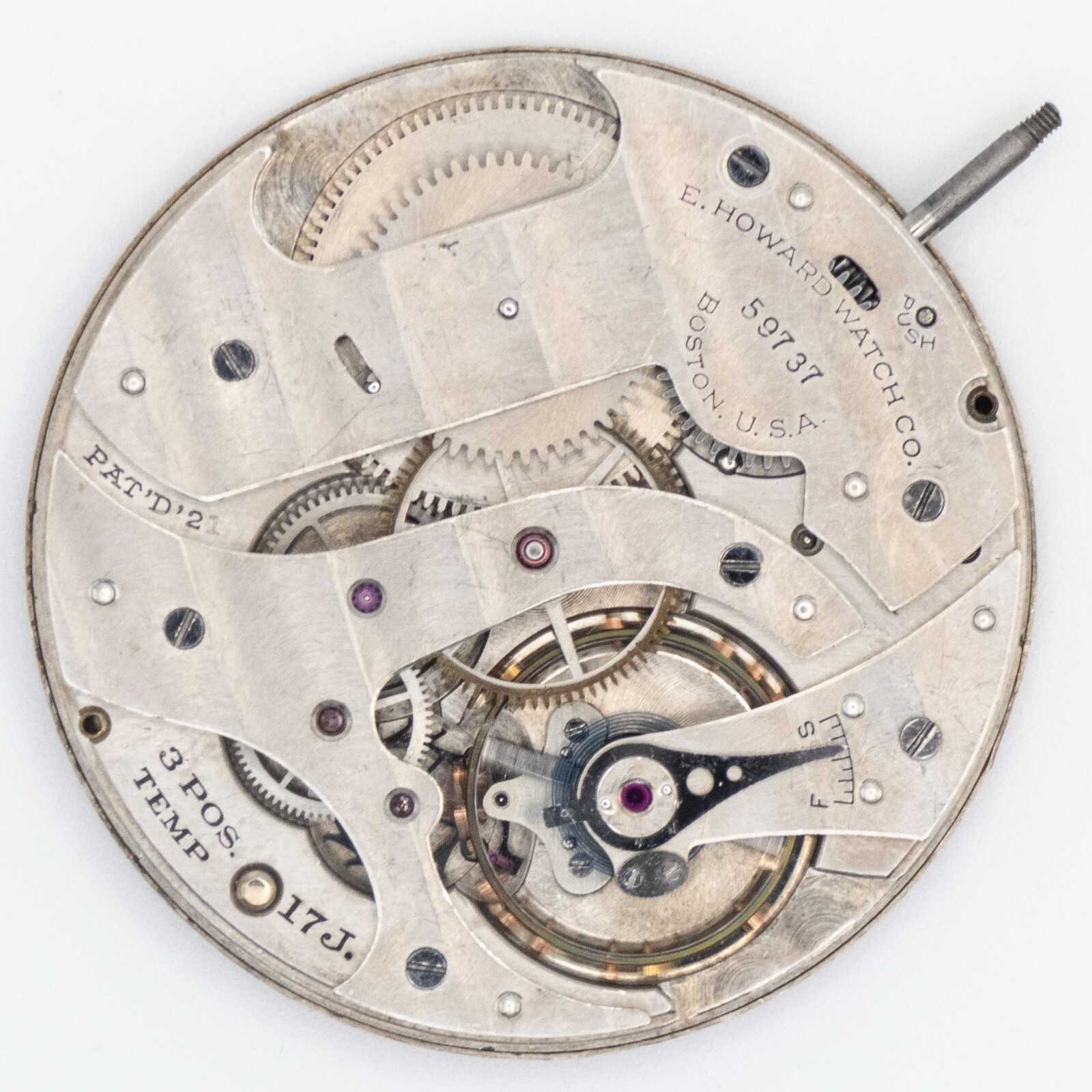 E. Howard & Co. Grade Series 12 10s 17j 3adj Antique Pocket Watch Movement