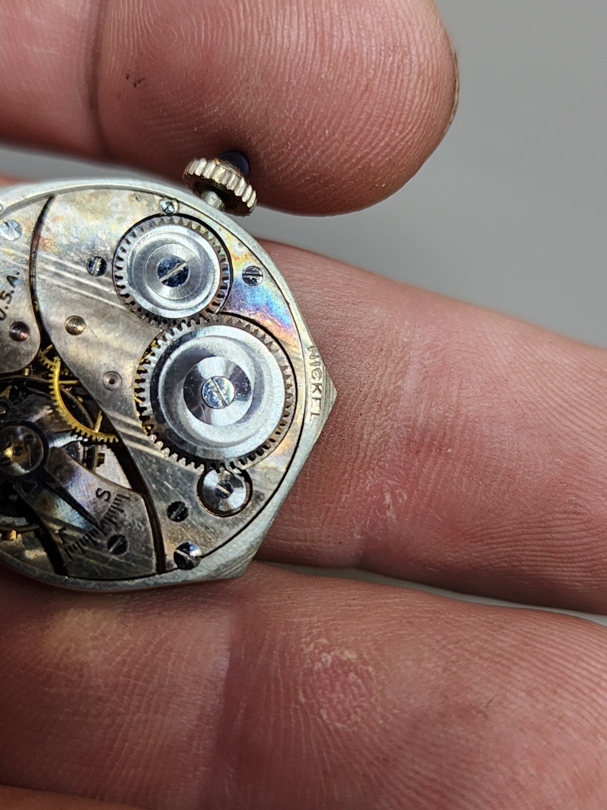 (For Parts Not Working) – ELGIN Nickel Wrist WATCH Face Movement Only