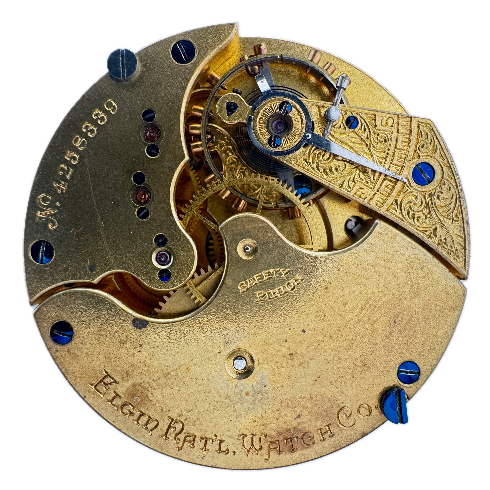Antique 16s 1891 Elgin Roman Dial 13J Pocket Watch Movement 106 Gilt Finish USA