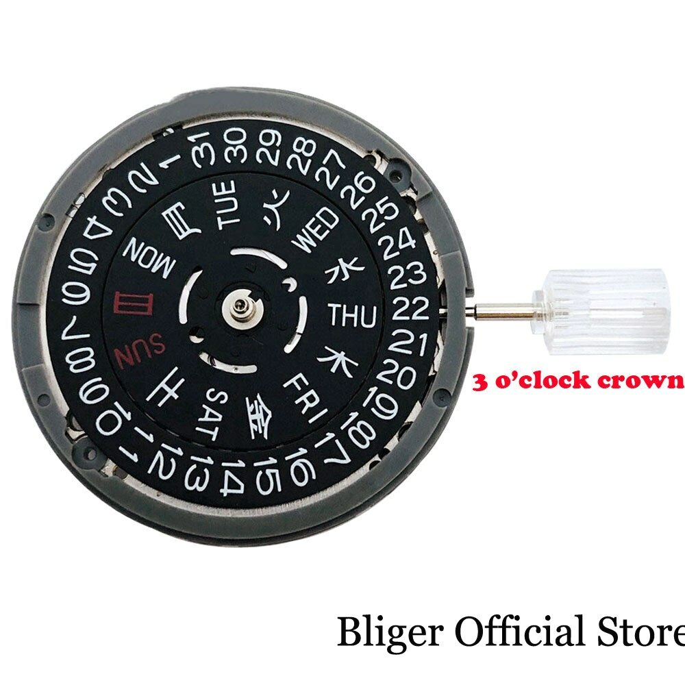 24 jewels Original Japan NH36A black mechanical movement 3 & 3.8 o’clock crown