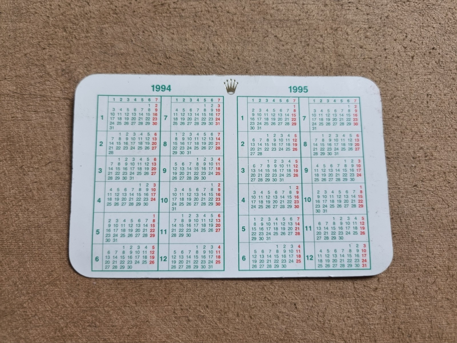 Rolex Calendar 1994 – 1995 For Sports Or Any Models Good Condition
