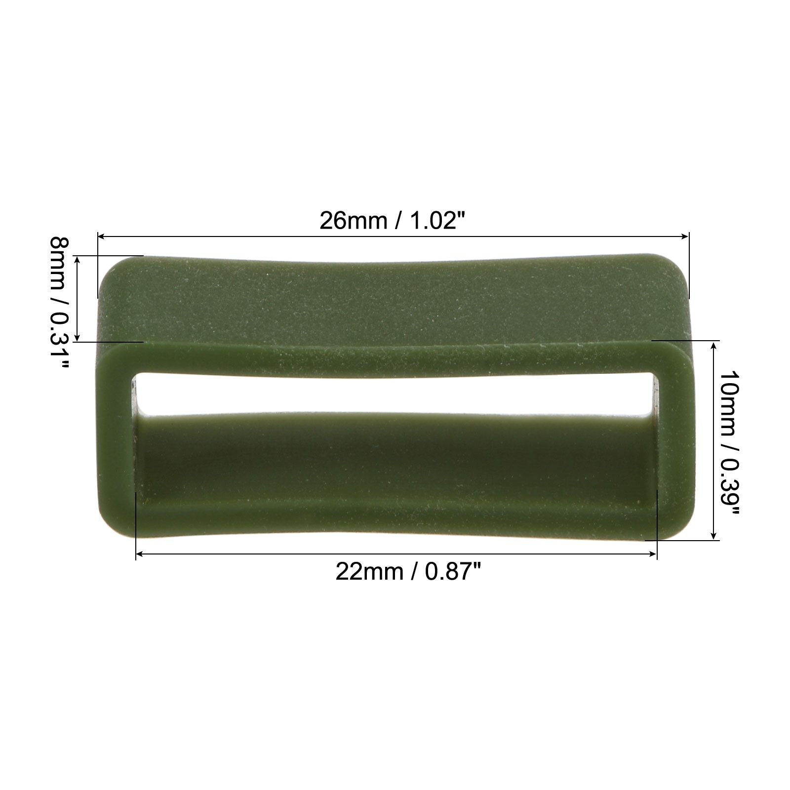 Watch Band Strap Loops Silicone for 22mm Width Watch Band Dark Green 4pack