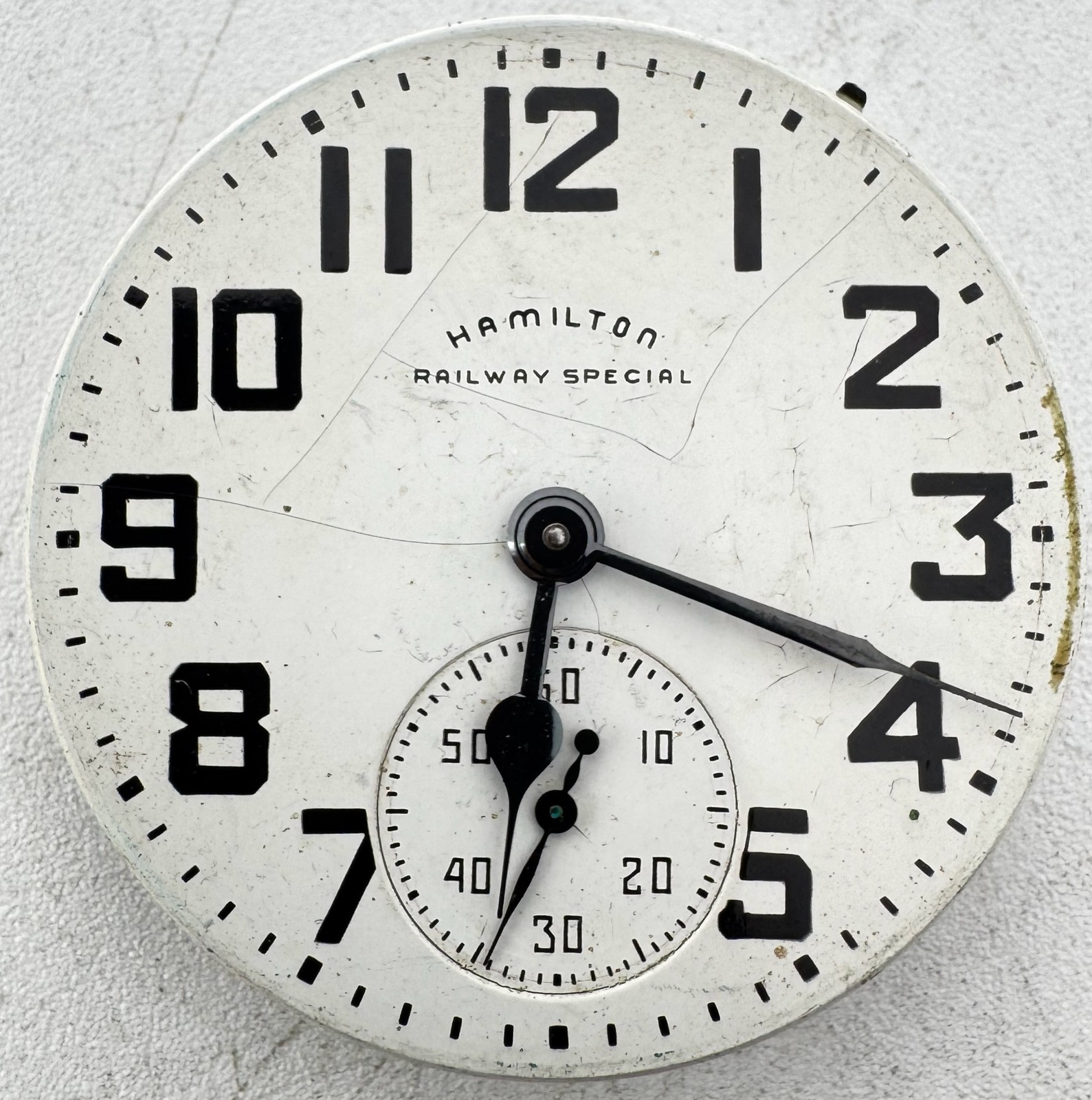 Vintage 16s 1952 Hamilton Boxcar Dial Railway Special Pocket Watch Movement 992B