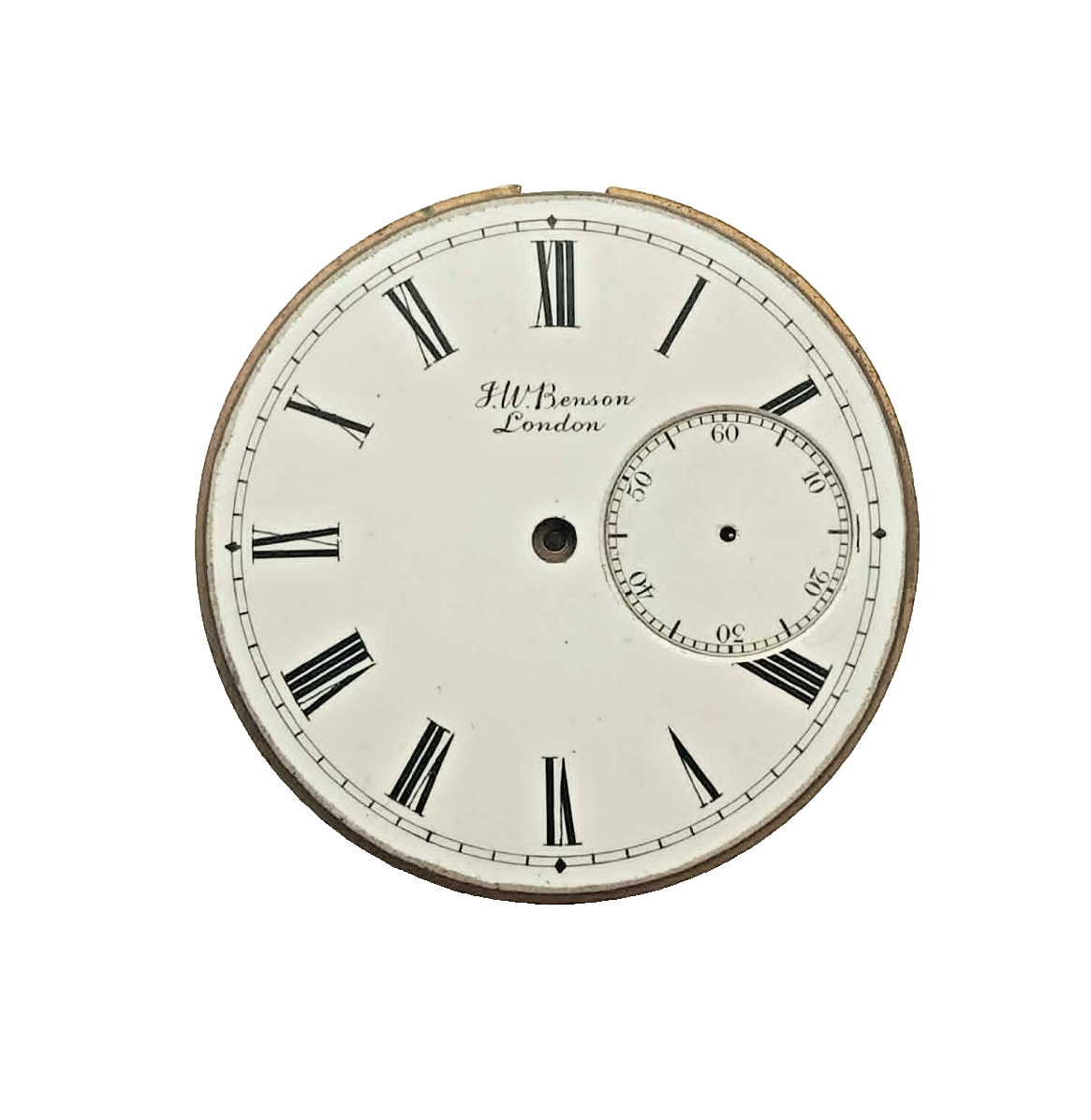 Antique J.W. Benson London Brass Pocket Watch Movement Mechanism