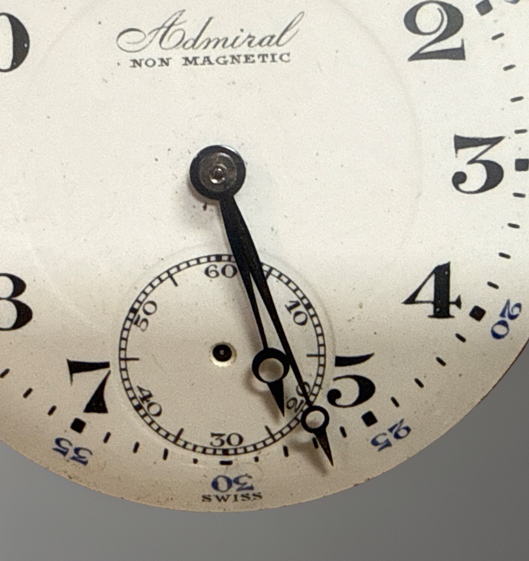 Admiral Non-Magnetic Swiss Pocket Watch Movement Dial 7J Cal 1204 ⌚️ Tacy Watch