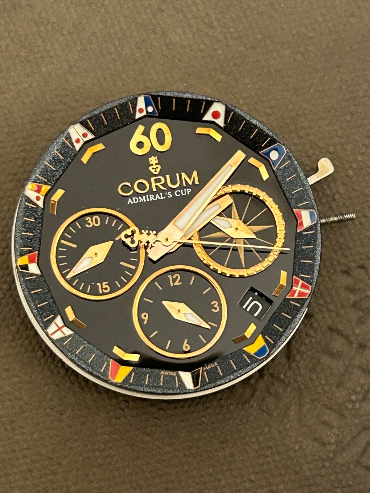 Corum Admiral*s Cup Chronograph Movement ETA 2894 Working need service Black