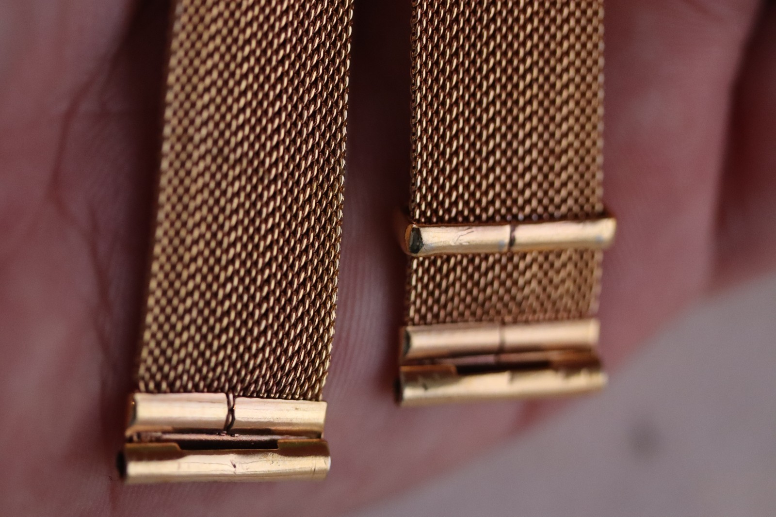 Vintage 18mm Rose gold plated 2 part watch strap – NOS