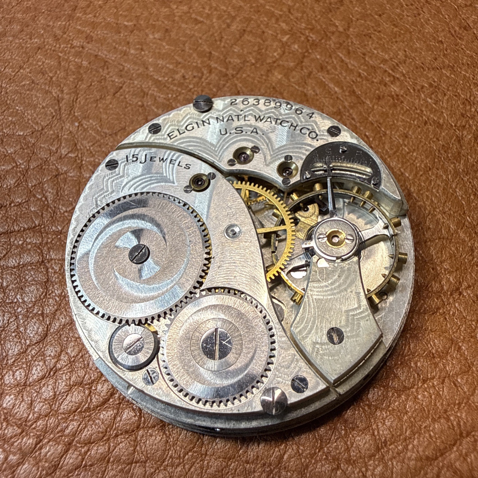 1920’s Elgin Grade 315 15 J Pocket Watch Movement For Repair Or Parts