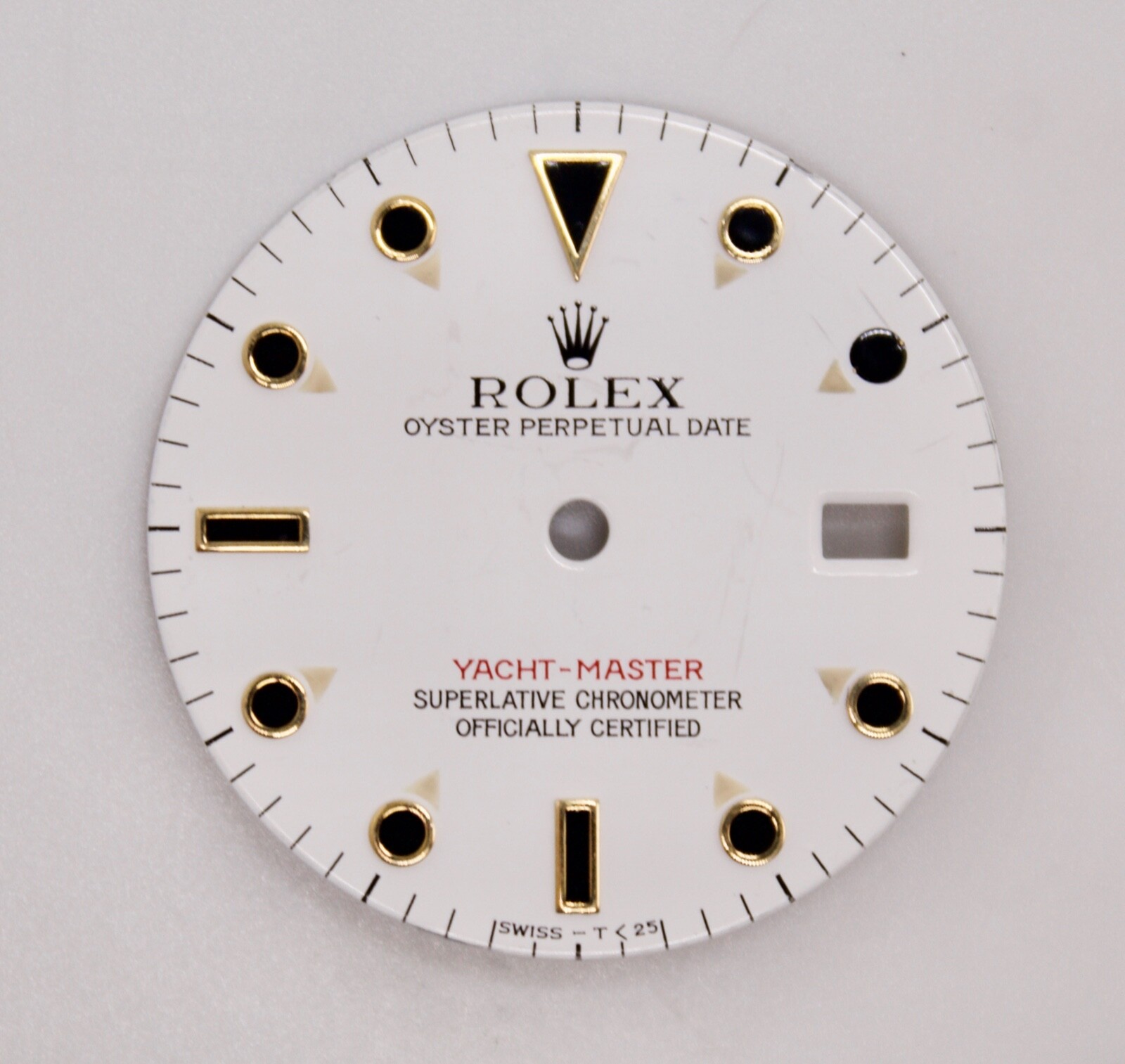 Damaged Rolex Yacht Master Dial 36mm White Two Tone YG with Date 16628