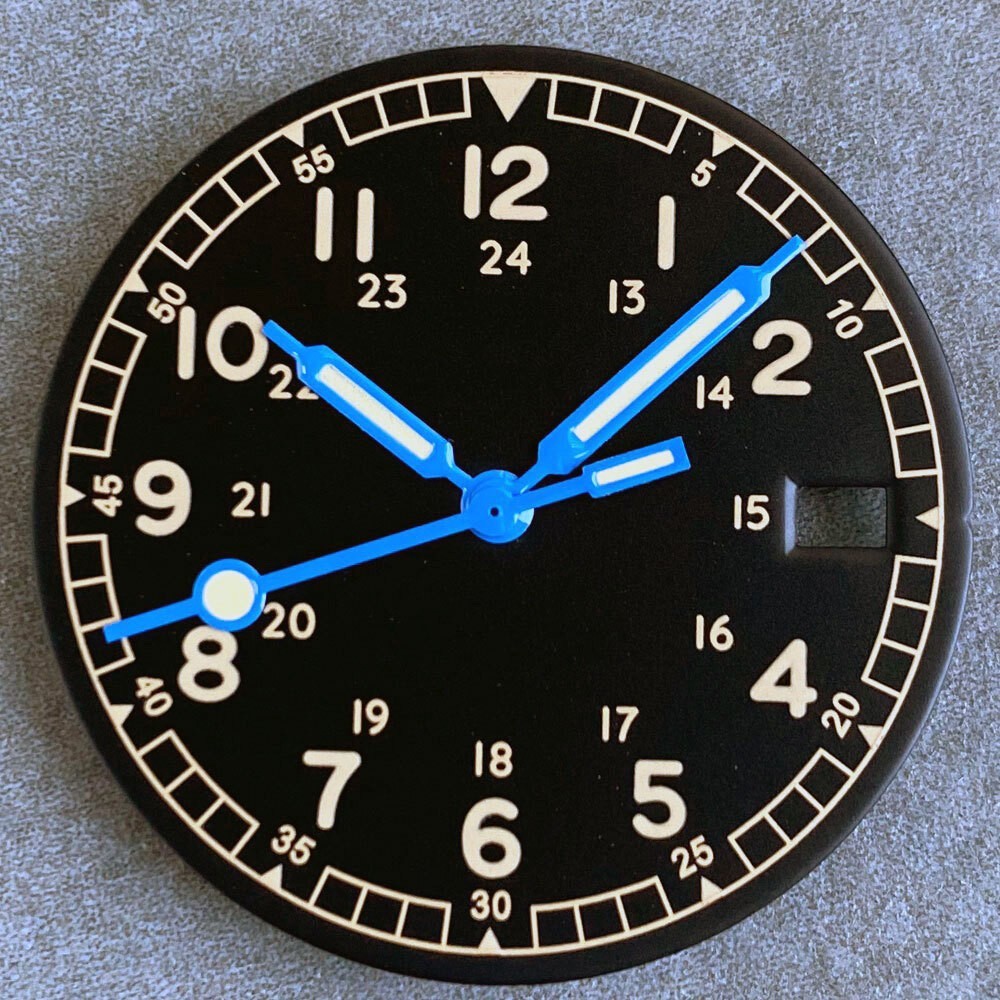 29mm Pilot Style Watch Dial Face and Hands Fit for NH35 NH36 Automatic Movement