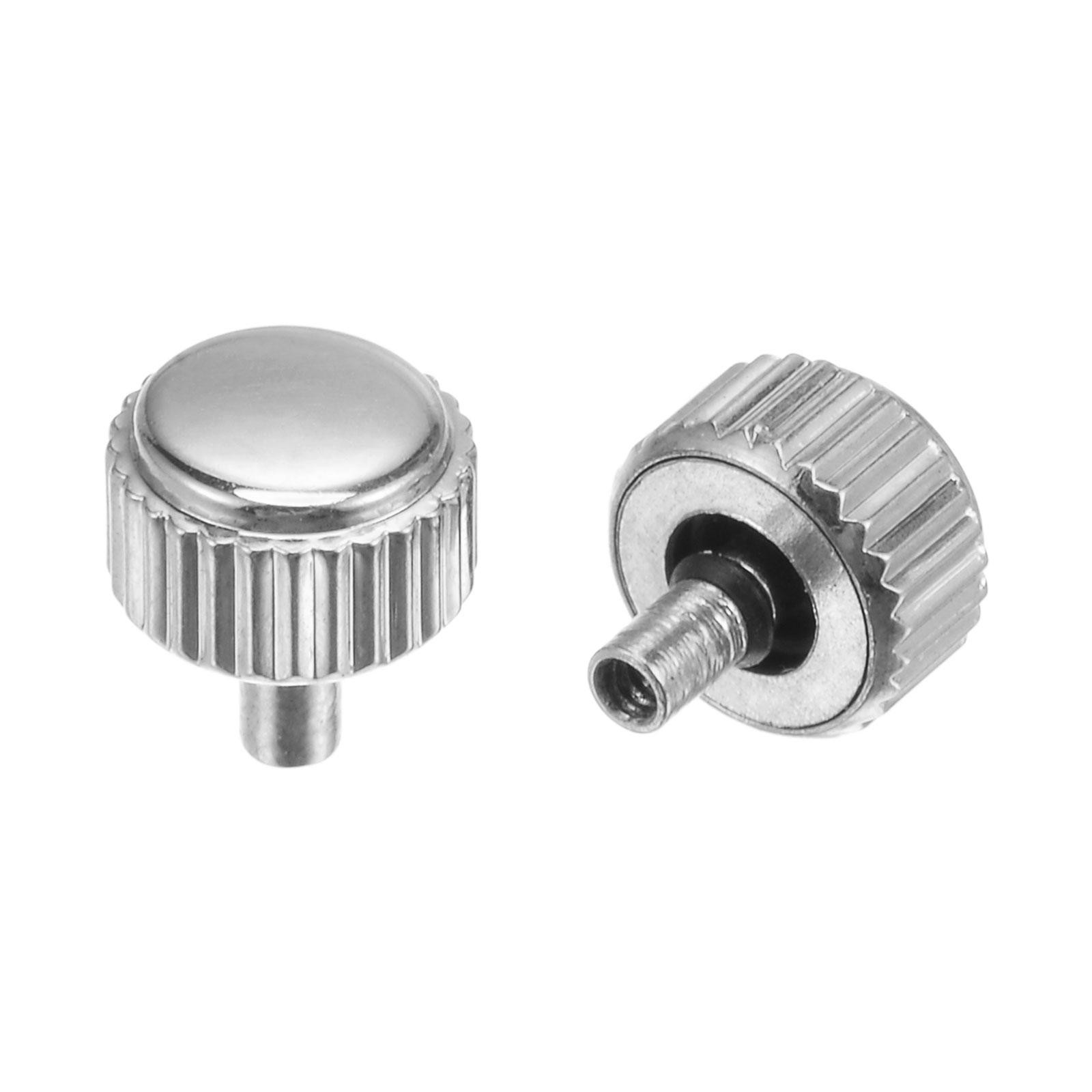 2Pcs 5×4.5mm Watch Crown SUS304 Flat Head Long Stem 2mm ID Silver Tone