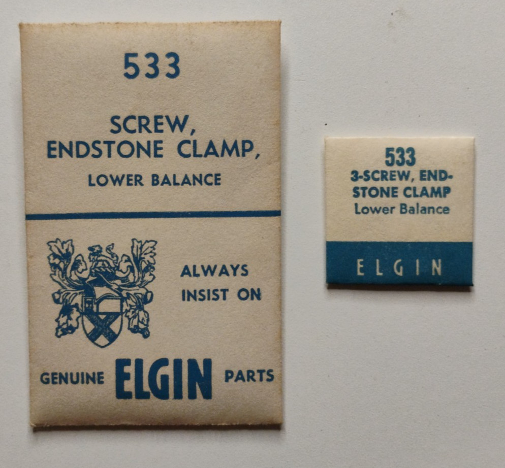 ELGIN 533 3-Screw, Endstone Clamp Lower Balance Genuine OEM Watch Parts