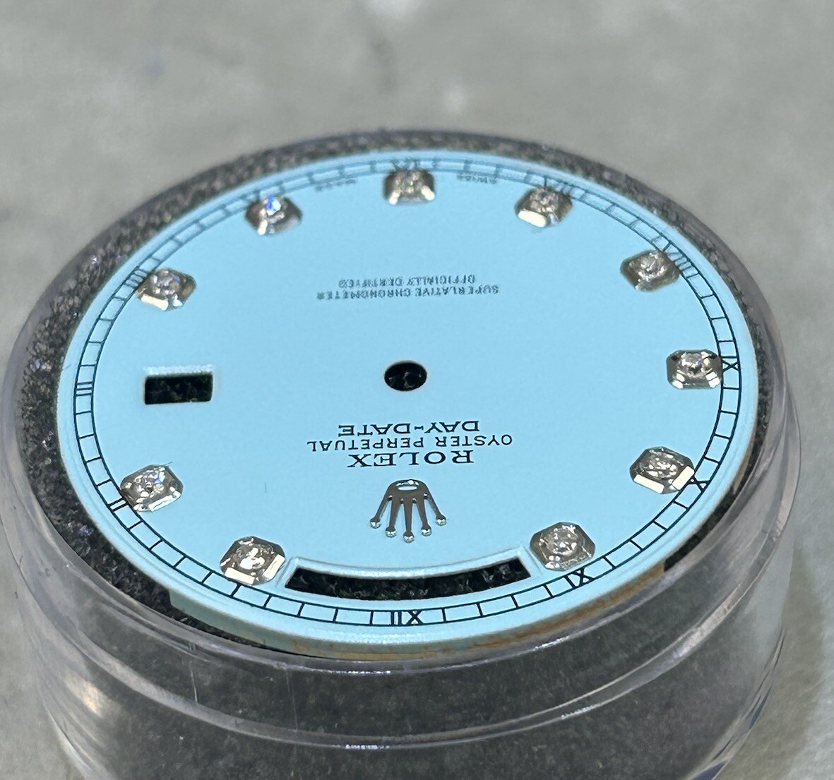 Rolex Day Date 40mmCustom Light Blue Diamond Dial With White Settings For 228239