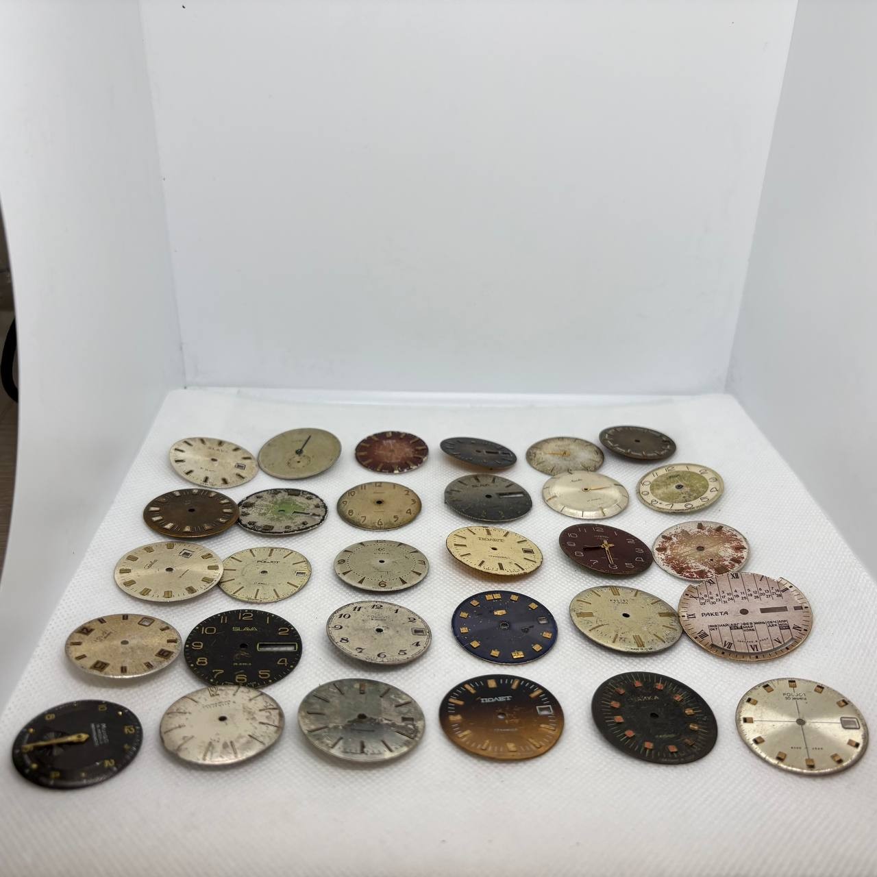 Lot of 30 Vintage Watch Dials, Mixed Shapes and Colors , USSR Soviet , Steampunk