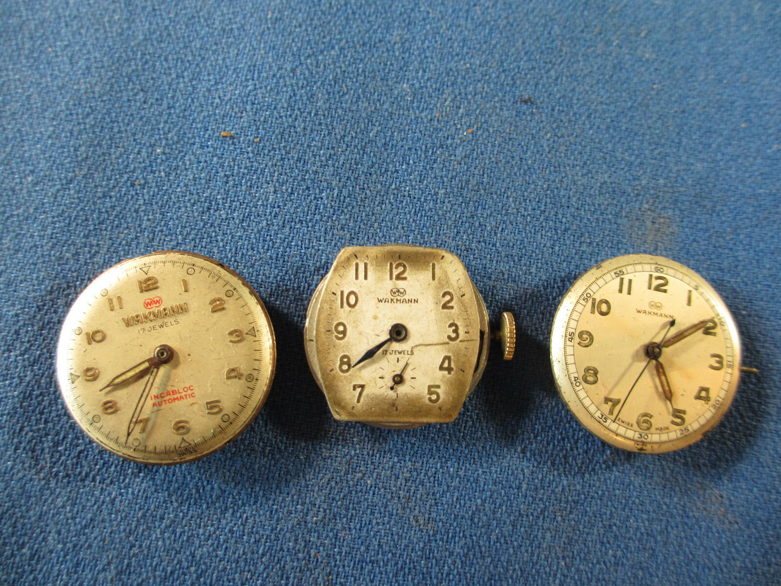 Watchmaker Estate Vintage Men’s Wakmann Movement Lot 4 Parts/Repair 3 Movements!