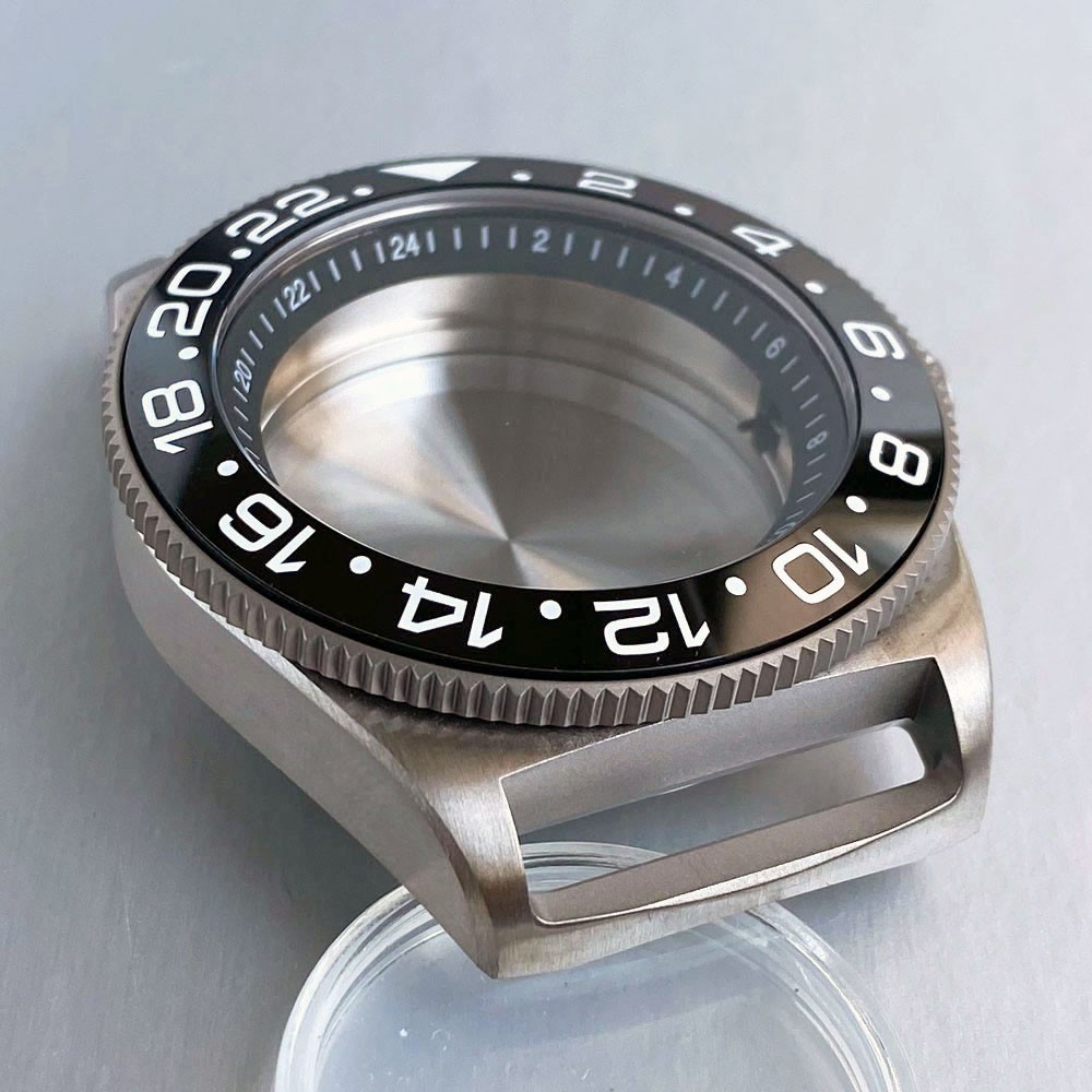 Prevent Allergy Sapphire Glass 42MM Titanium GMT Watch Case Fit NH34 NH35 NH36